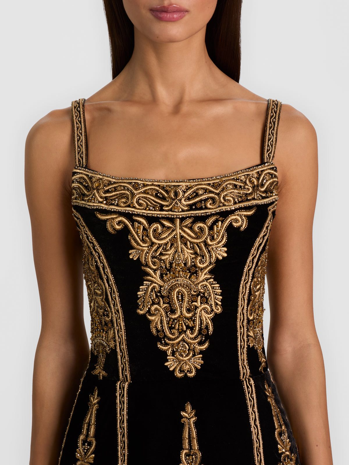 NATALYA EMBELLISHED MINI GOWN-BLACK/GOLD-ALICE + OLIVIA