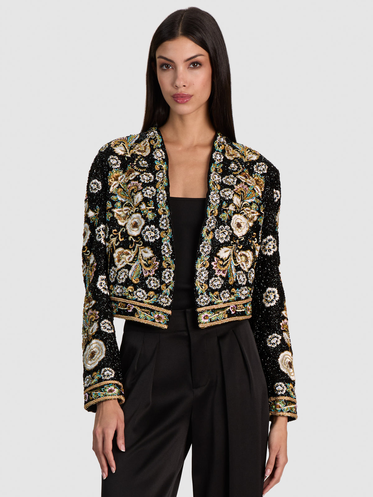 HARVEY EMBELLISHED JACKET - BLACK/MULTI
