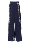 LARISSA EMB OPEN PLEAT PANT-SAPPHIRE/PEARL-ALICE + OLIVIA