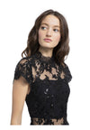 COMBINAISON COURTE ALAINA ORNÉE DE PERLES ET COL MONTANT-ALICE + OLIVIA