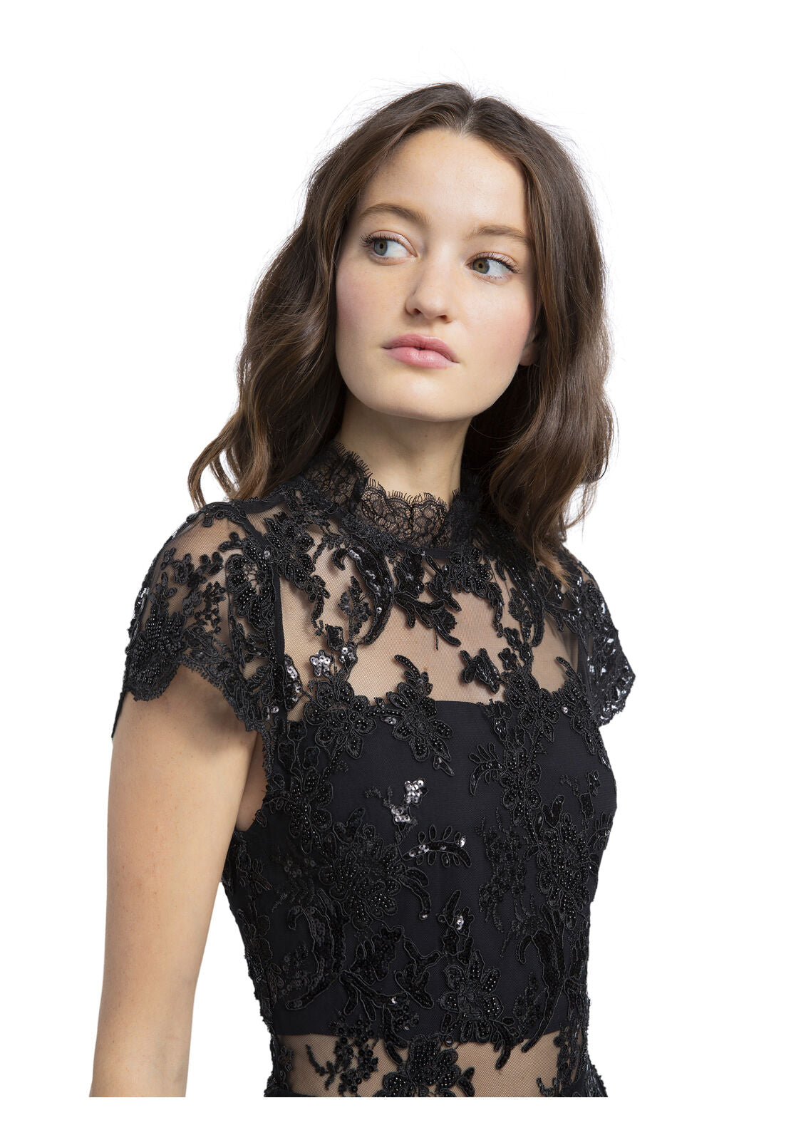 COMBINAISON COURTE ALAINA ORNÉE DE PERLES ET COL MONTANT-ALICE + OLIVIA