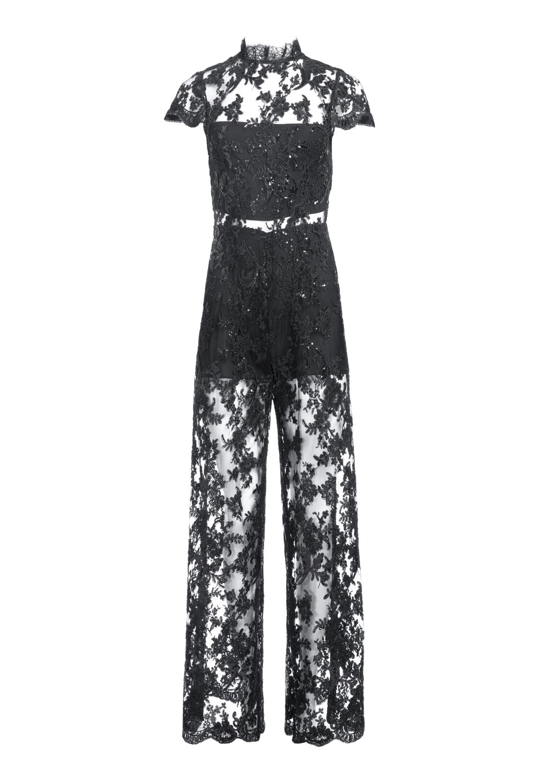 COMBINAISON COURTE ALAINA ORNÉE DE PERLES ET COL MONTANT-ALICE + OLIVIA