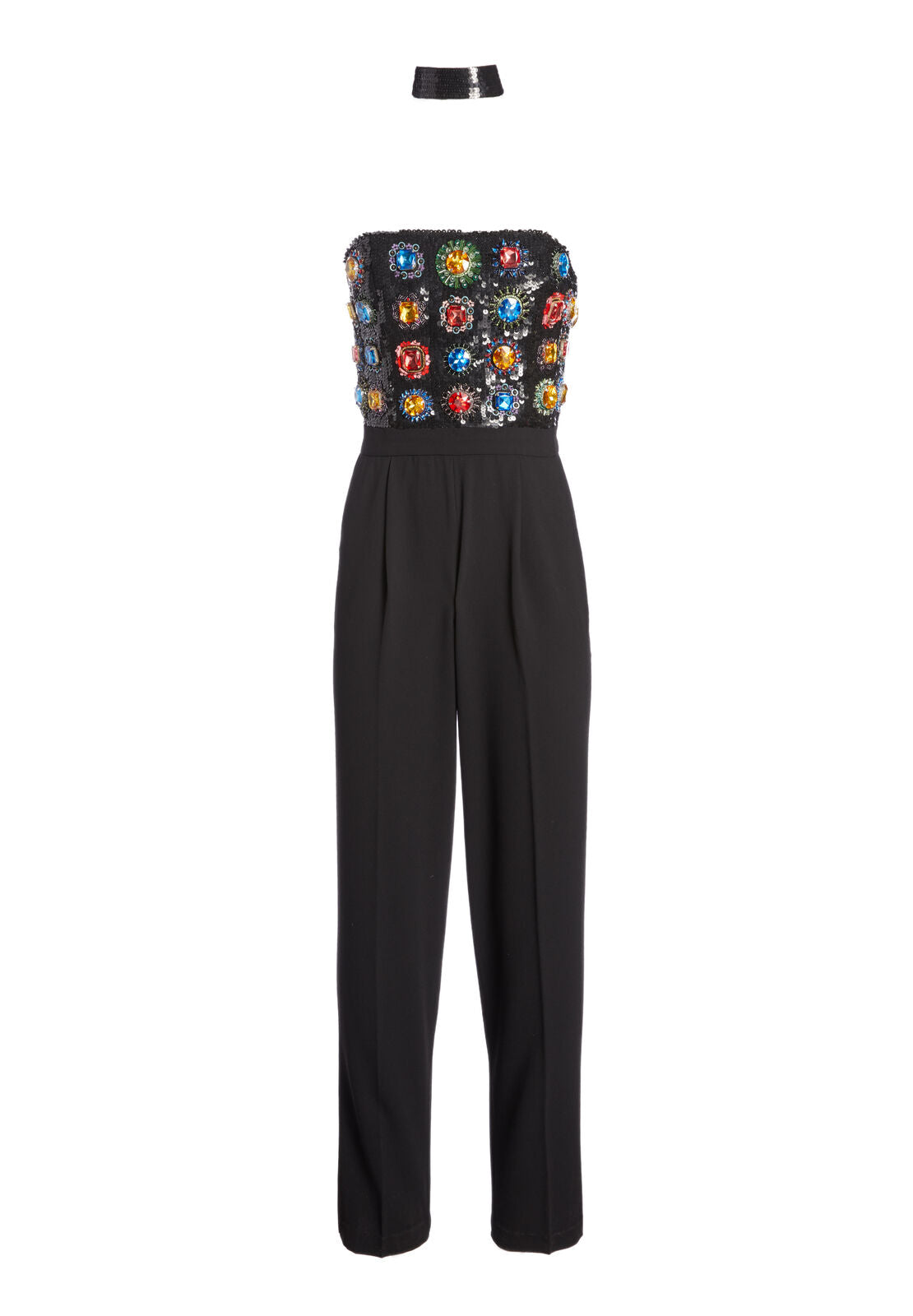 JERI JEWEL EMBELLISHED JUMPSUIT-BLACK/MULTI-ALICE + OLIVIA