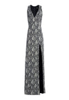 ROBE LONGUE CELESTE IMPRIMÉ SERPENT FENDUE-ALICE + OLIVIA
