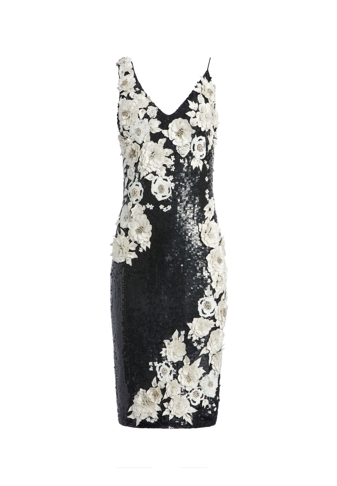 FRANCIE SEQUIN FITTED GOWN-BLK/WHITE-ALICE + OLIVIA