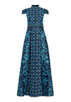NIDIA MOCK NECK EMBROIDERED GOWN-AZURE/MULTI-ALICE + OLIVIA