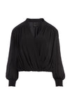 CELIA SMOCKED CUFF BLOUSE-Black-ALICE + OLIVIA