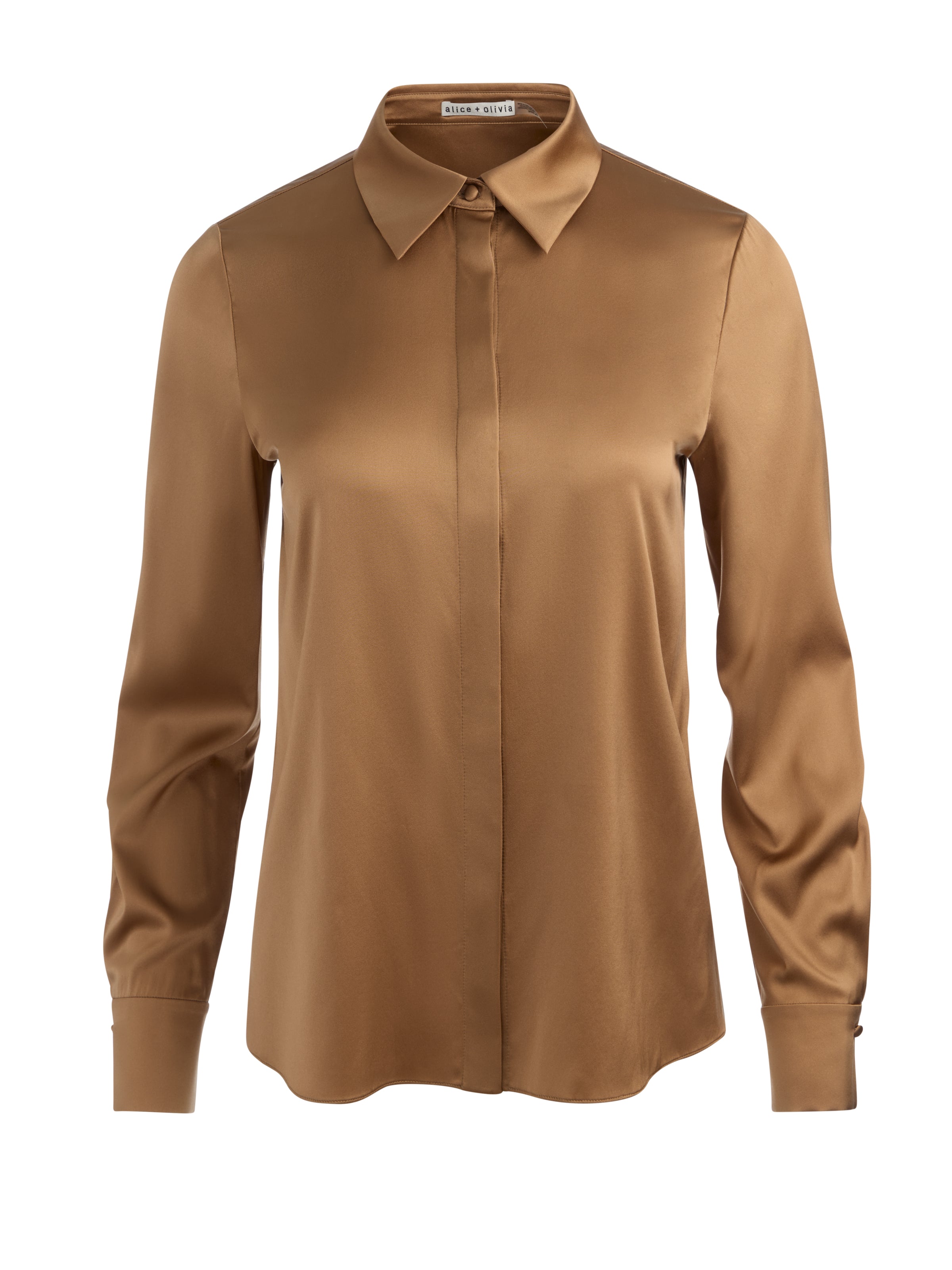 BRADY SILK BLOUSE-TAN-ALICE + OLIVIA