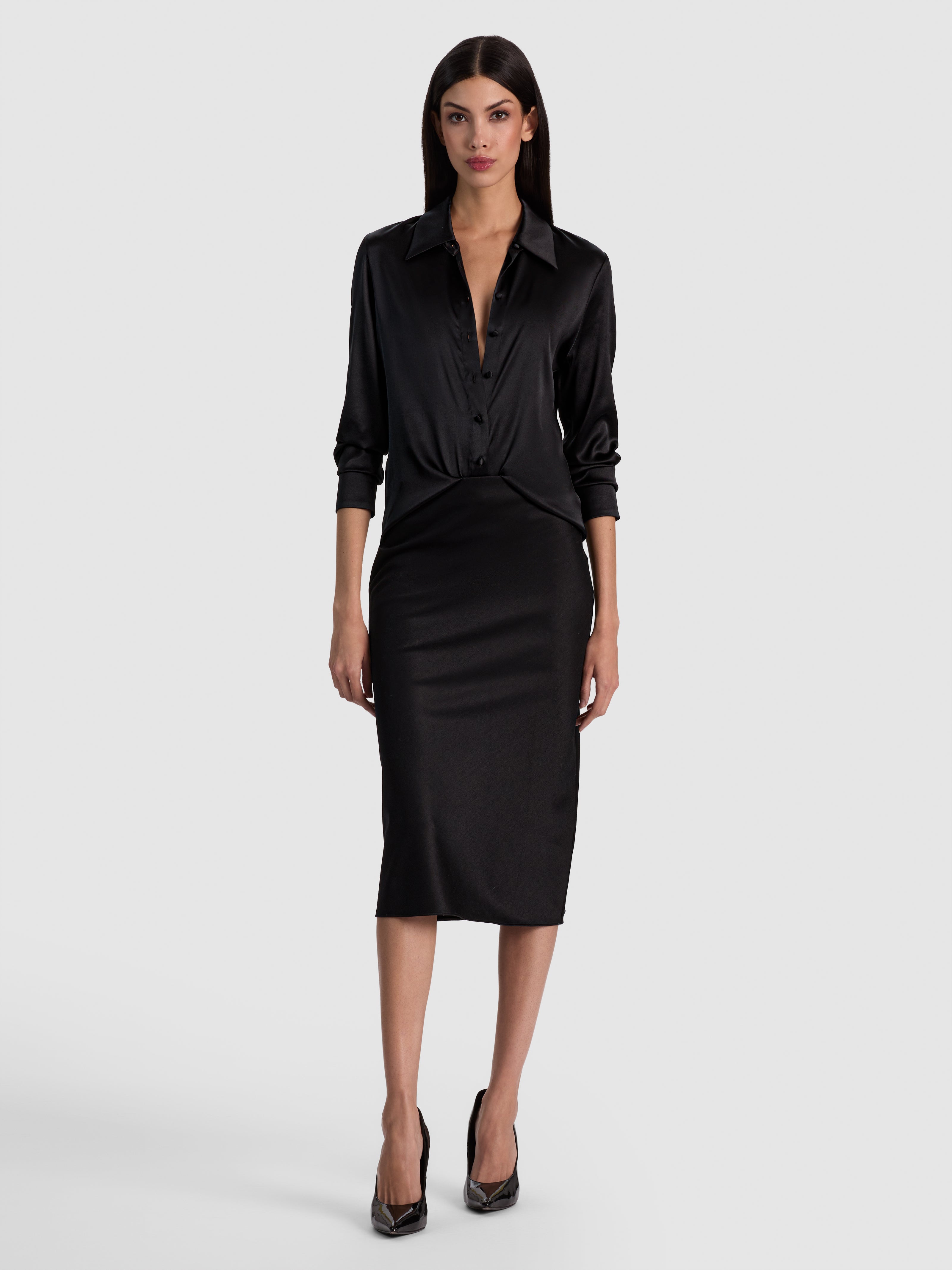 WILLA SILK BLOUSE-Black-ALICE + OLIVIA