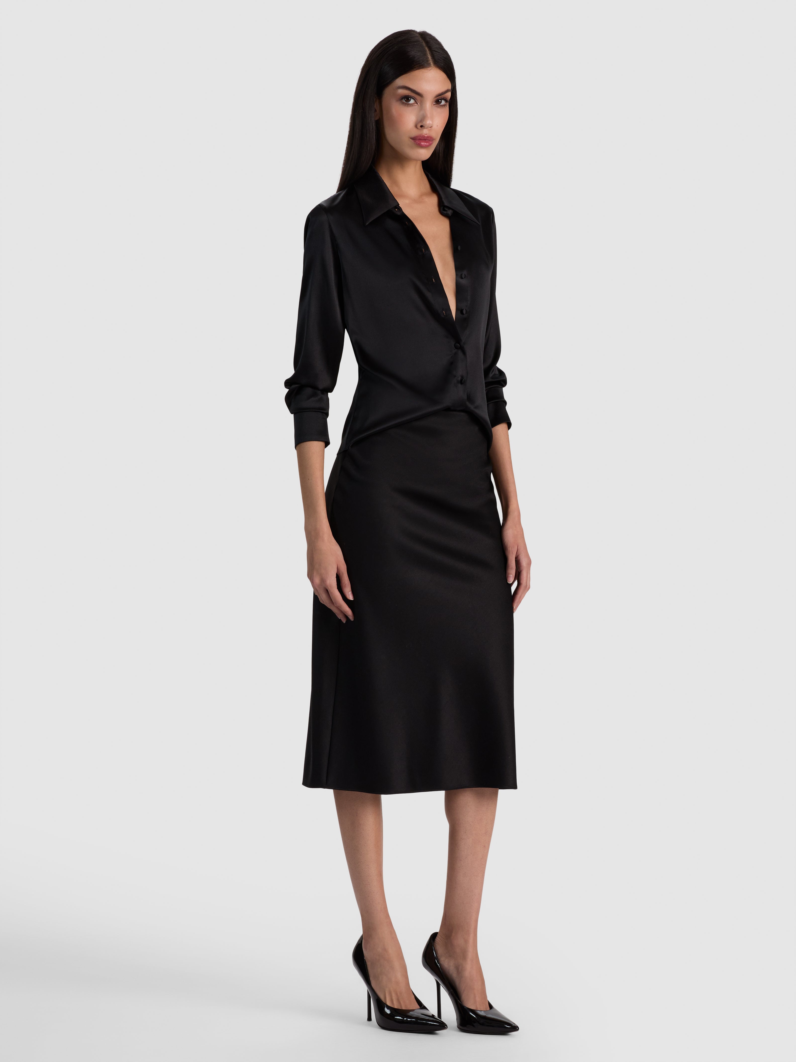 WILLA SILK BLOUSE-Black-ALICE + OLIVIA