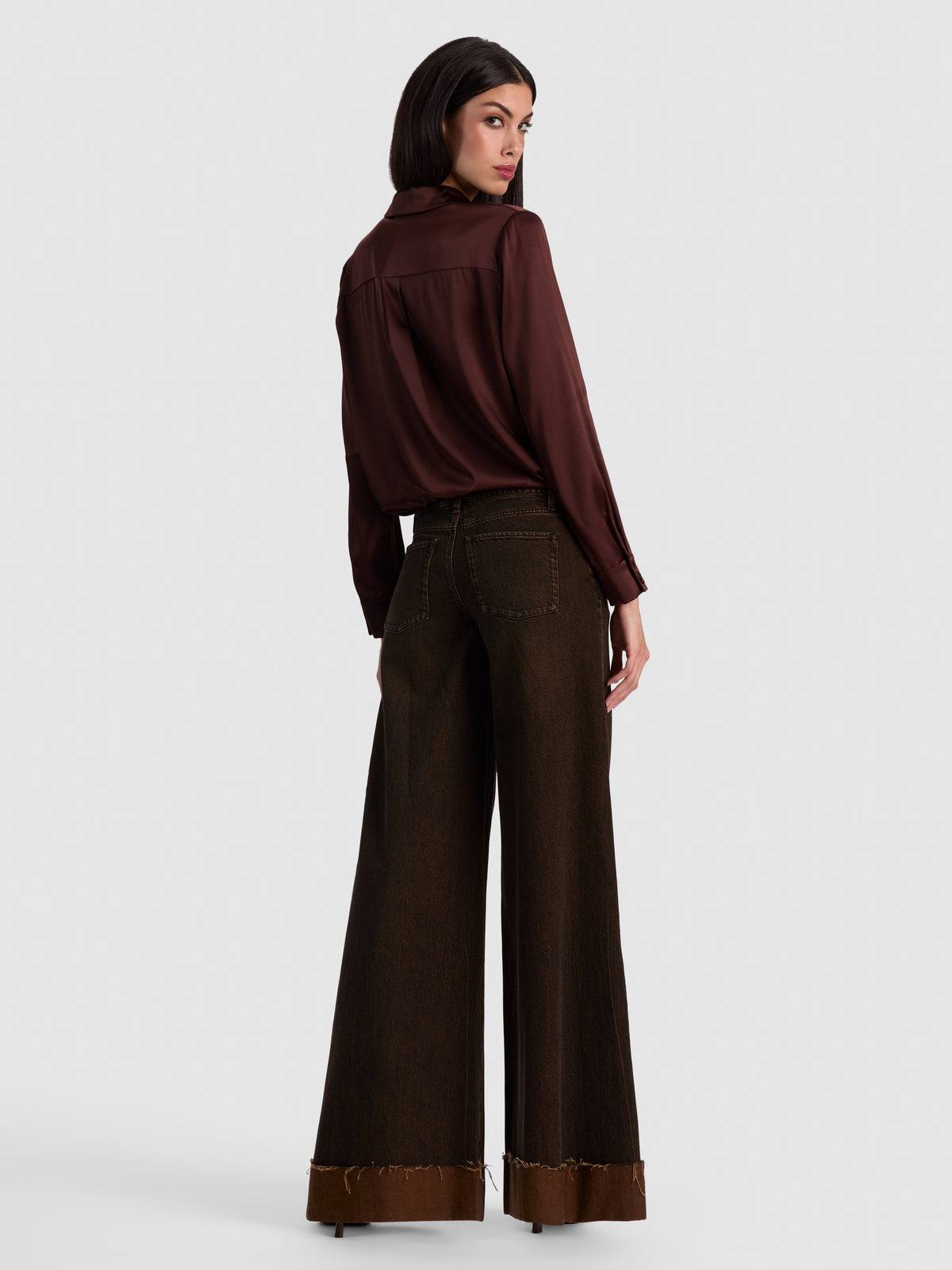 WILLA SILK BLOUSE-DARK CHOCOLATE-ALICE + OLIVIA