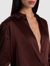 WILLA SILK BLOUSE-DARK CHOCOLATE-ALICE + OLIVIA