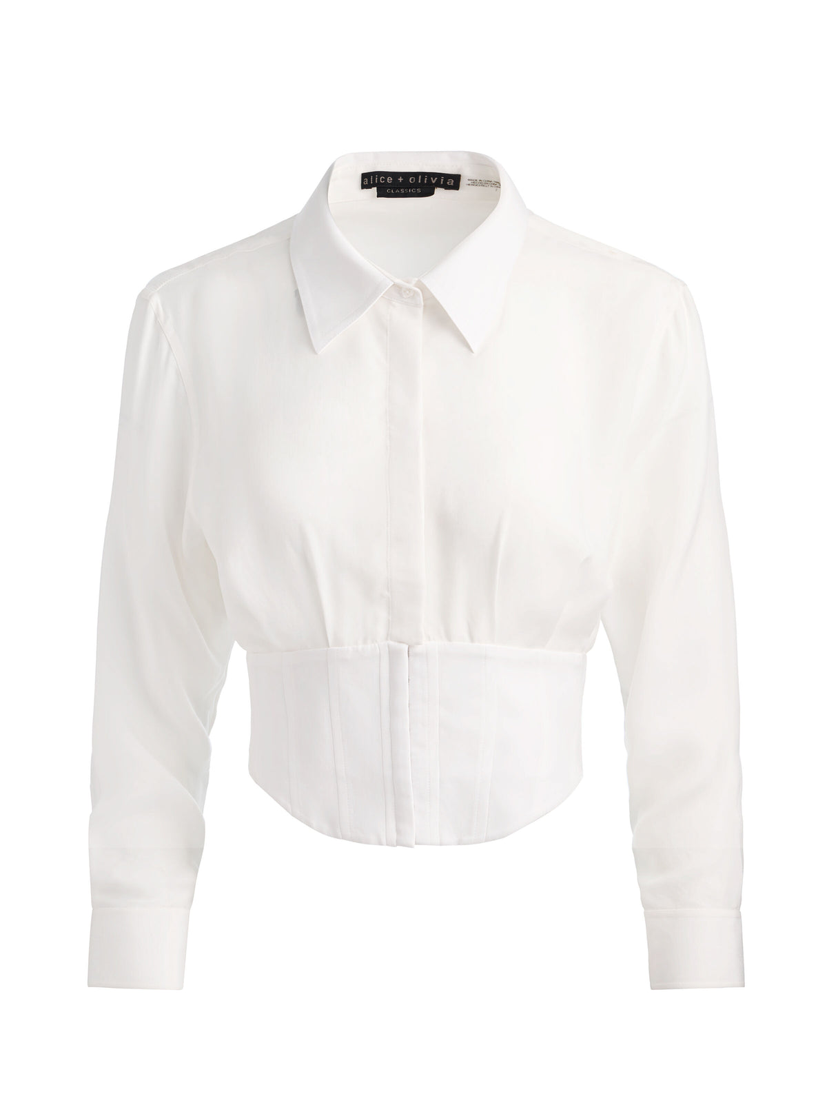 EDIE SEAMED CORSET BUTTON DOWN - OFF WHITE