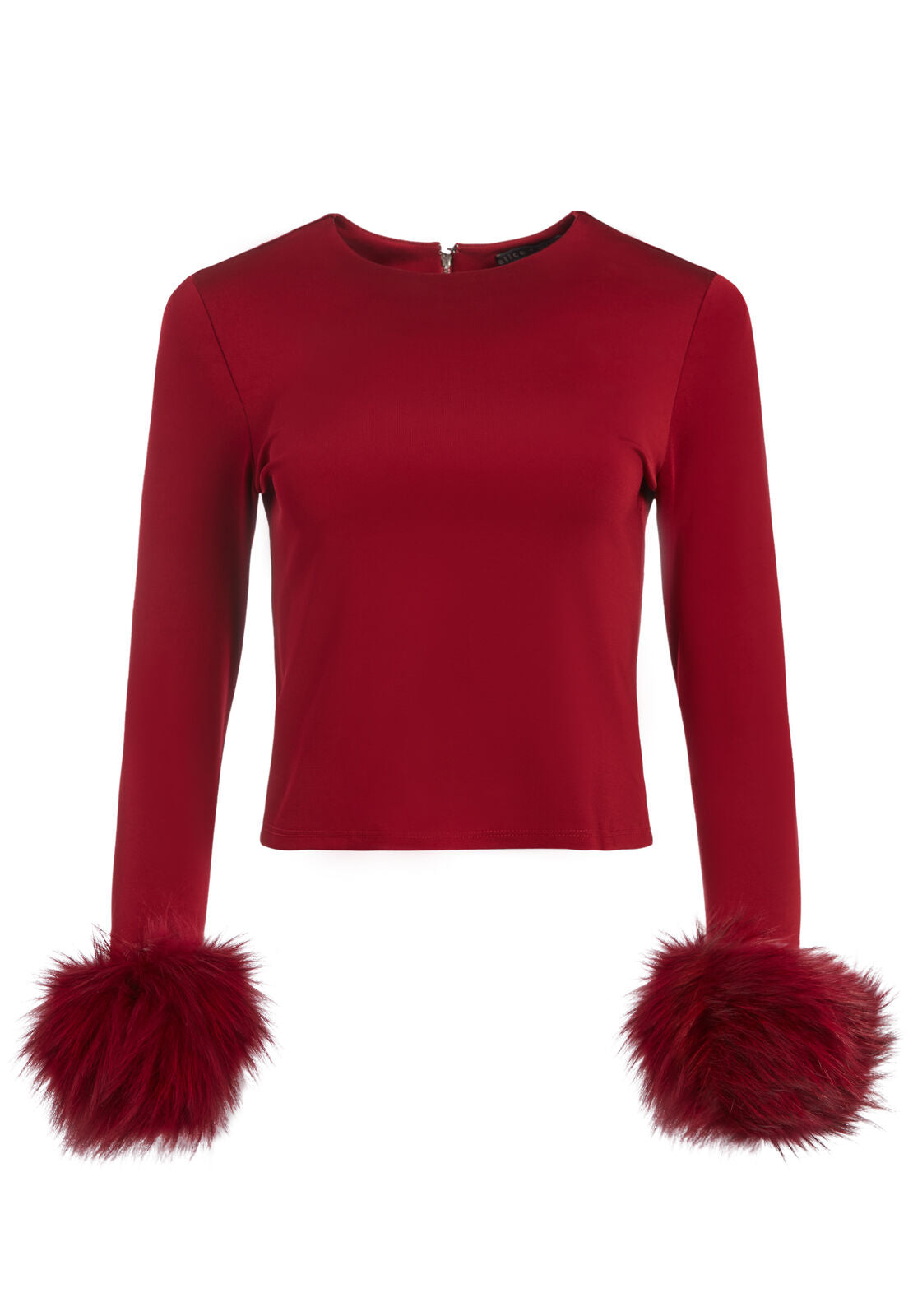 HAUT COURT EN FOURRURE DE CORBEAU AVEC MANCHETTES-ALICE + OLIVIA