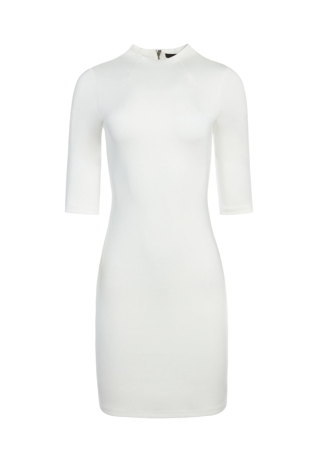 DELORA FITTED MOCK NECK MINI DRESS-OFF WHITE-ALICE + OLIVIA