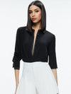 WILLA RELAXED PLACKET TOP WITH PIPING DETAIL-Black-ALICE + OLIVIA