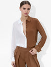 WILLA COLORBLOCK PLKT TOP-OFF WHITE/CAMEL-ALICE + OLIVIA