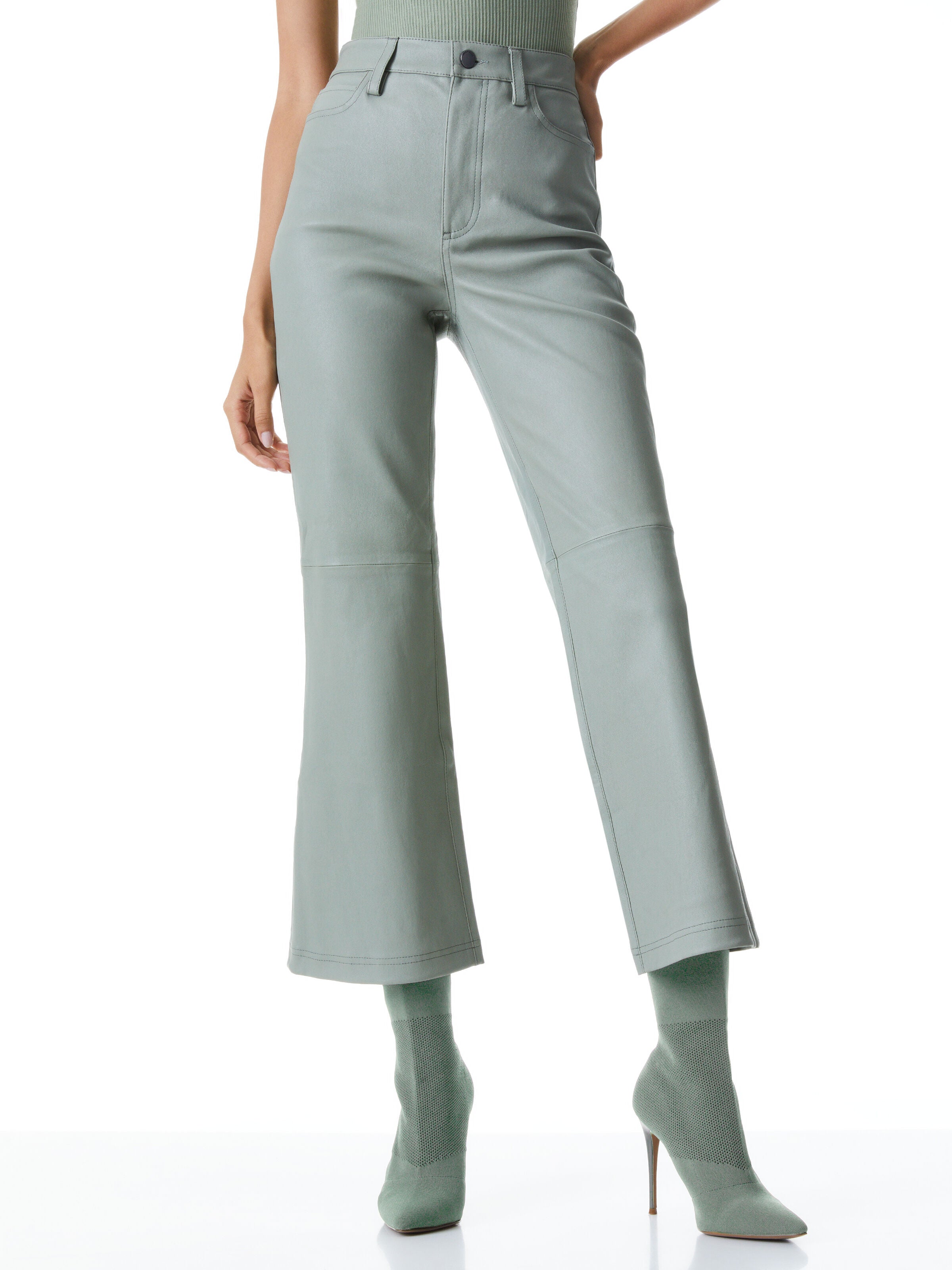 MARSHALL HIGH RISE LEATHER BELL PANT-CAMEL-ALICE + OLIVIA