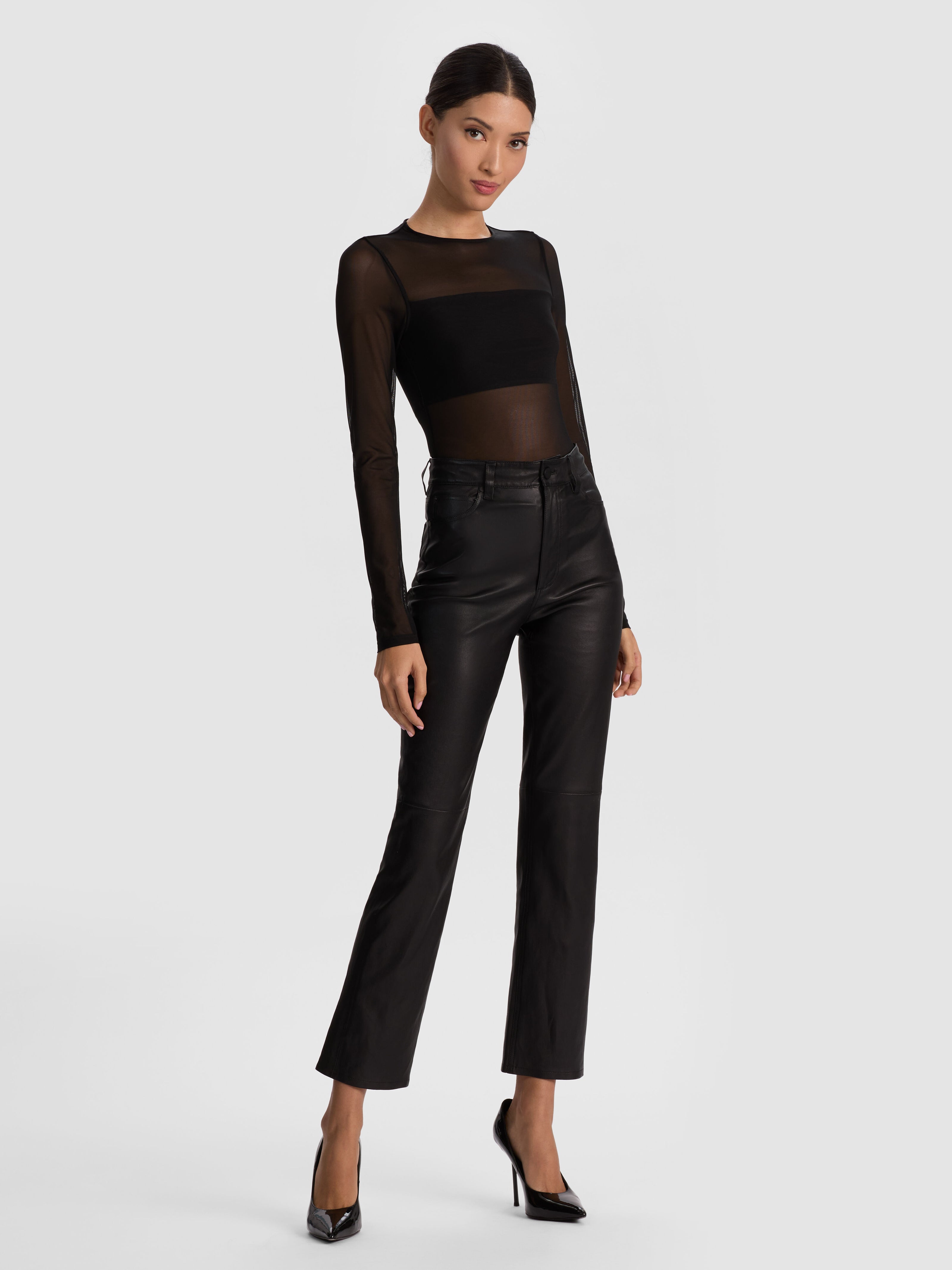 CASEY LEATHER ANKLE PANT-Black-ALICE + OLIVIA