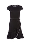 KIRBY PIPED RUFFLE MINI DRESS-BLACK/WHITE-ALICE + OLIVIA