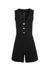 TAMIRA BUTTON FRONT ROMPER-Black-ALICE + OLIVIA