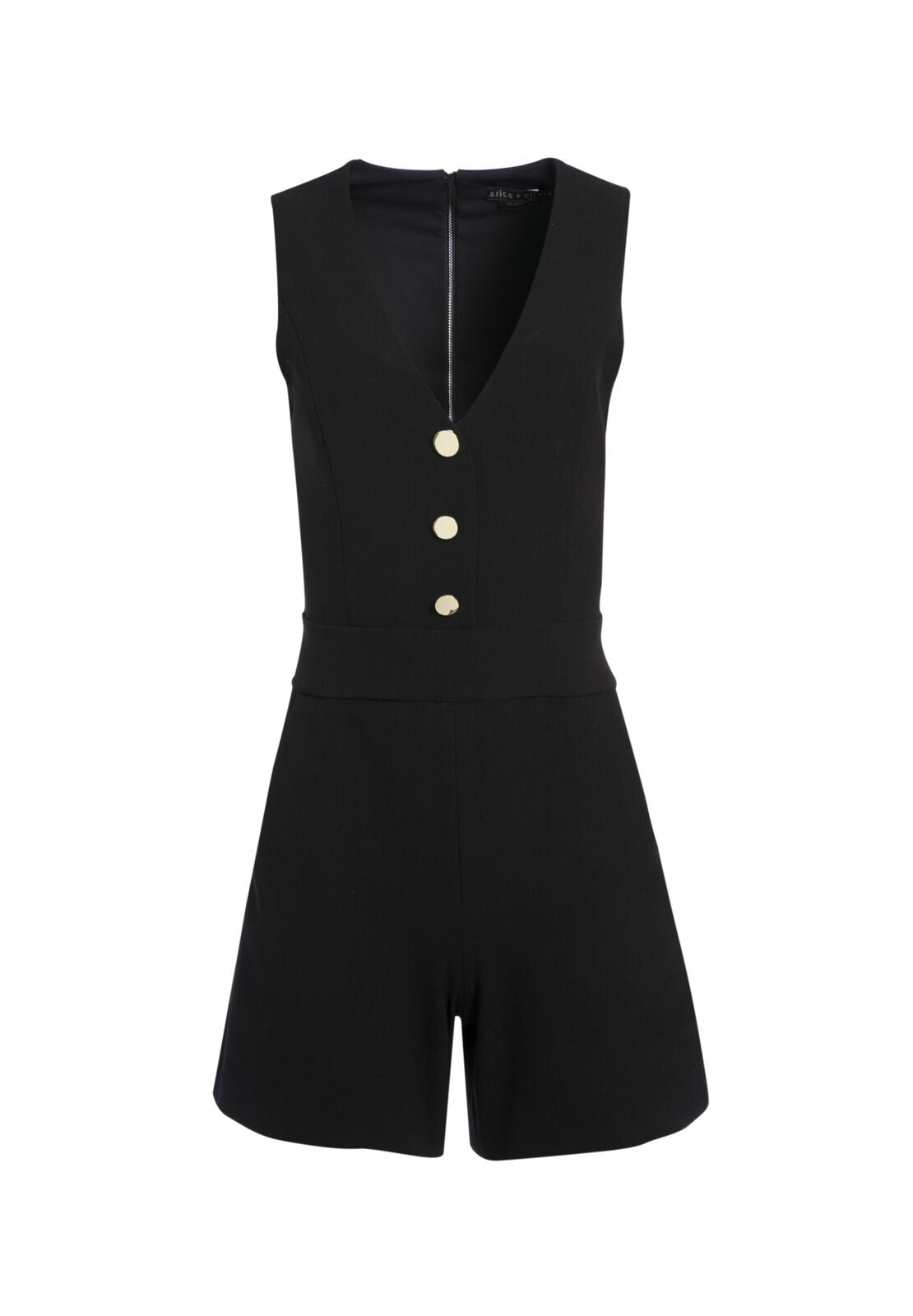 TAMIRA BUTTON FRONT ROMPER-Black-ALICE + OLIVIA