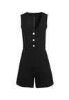 TAMIRA BUTTON FRONT ROMPER-Black-ALICE + OLIVIA