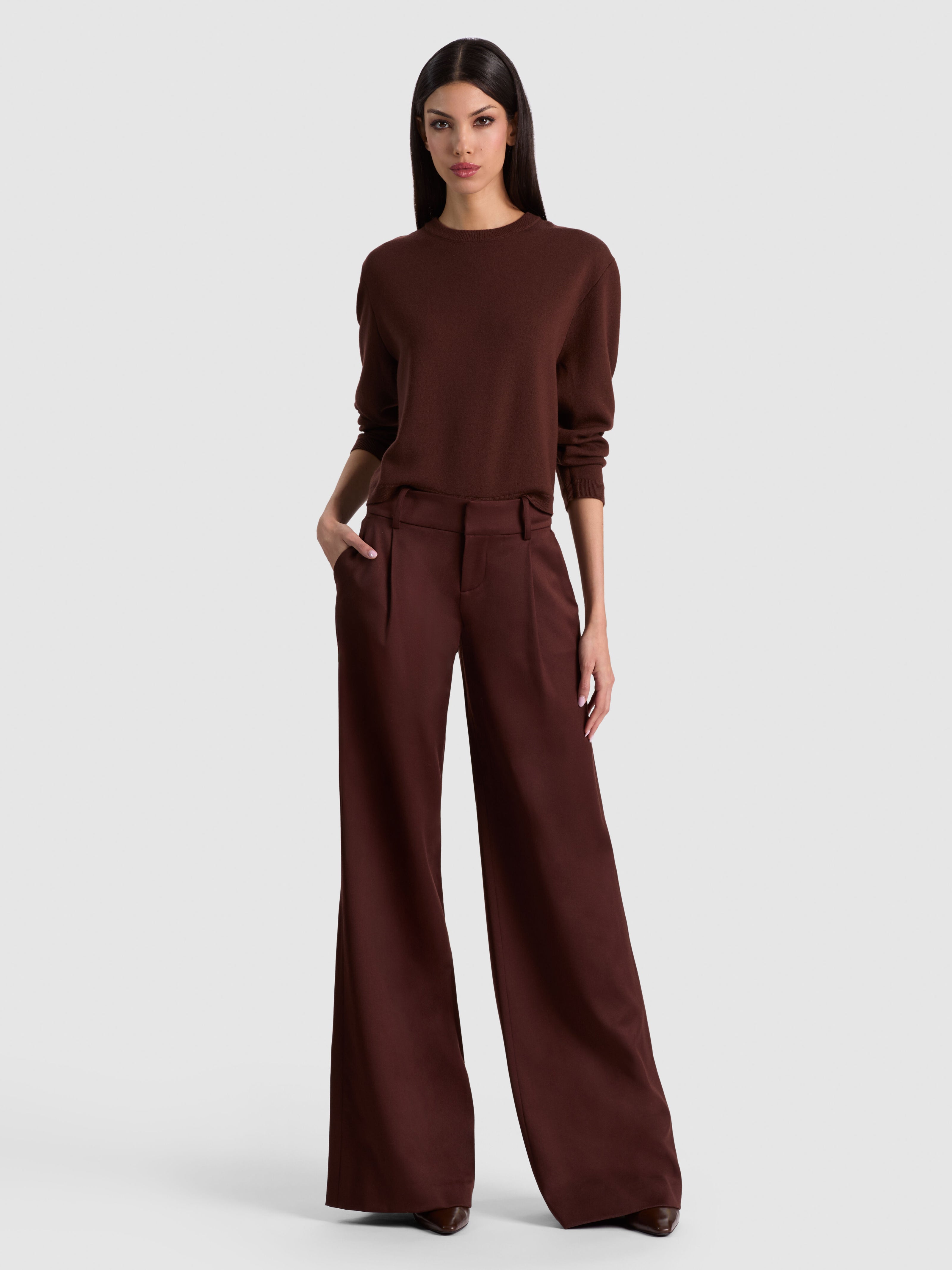 ERIC WOOL PANT-DARK CHOCOLATE-ALICE + OLIVIA