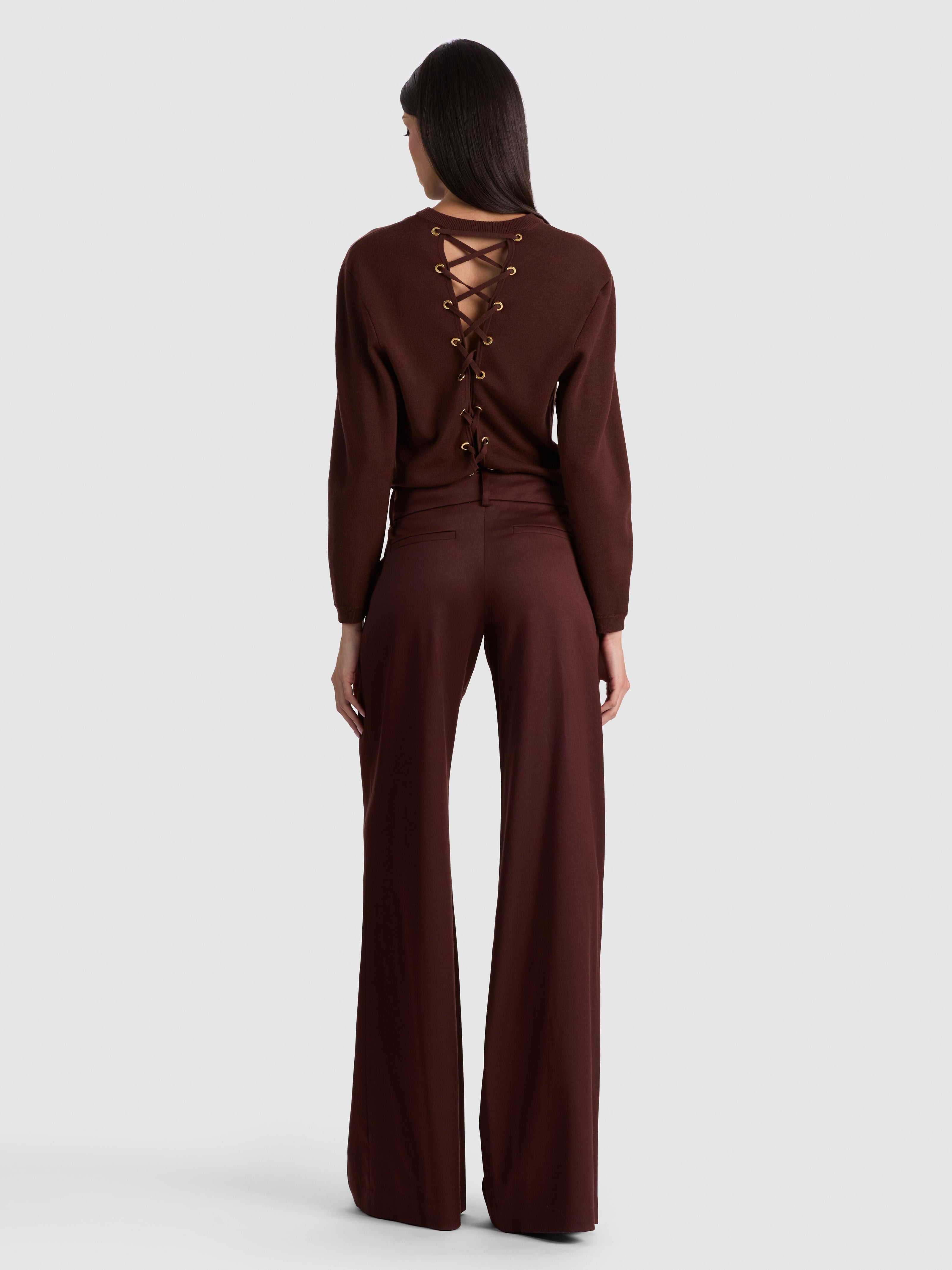 ERIC WOOL PANT-DARK CHOCOLATE-ALICE + OLIVIA