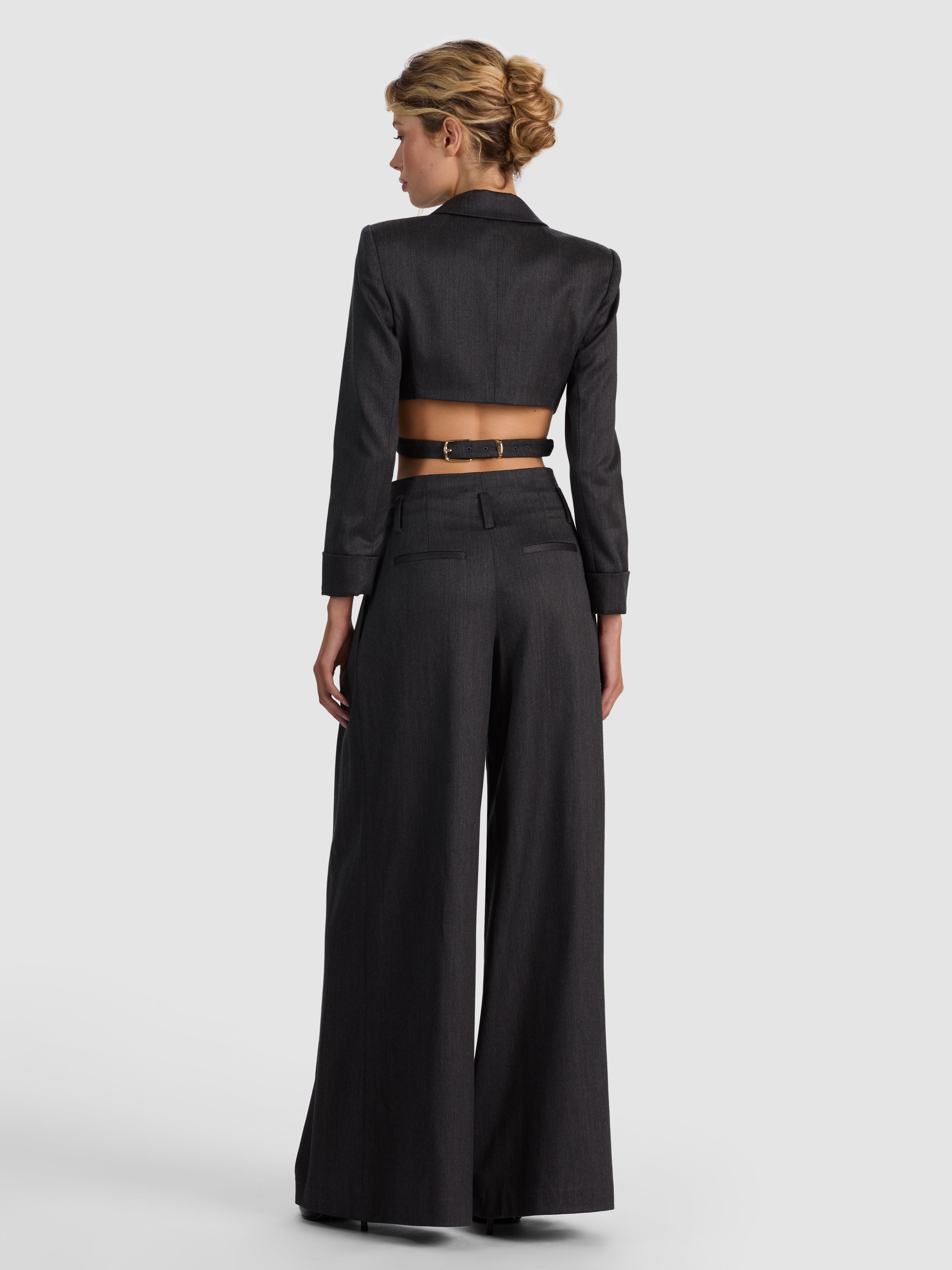 BENSON WOOL PLEATED PANT-CHARCOAL-ALICE + OLIVIA
