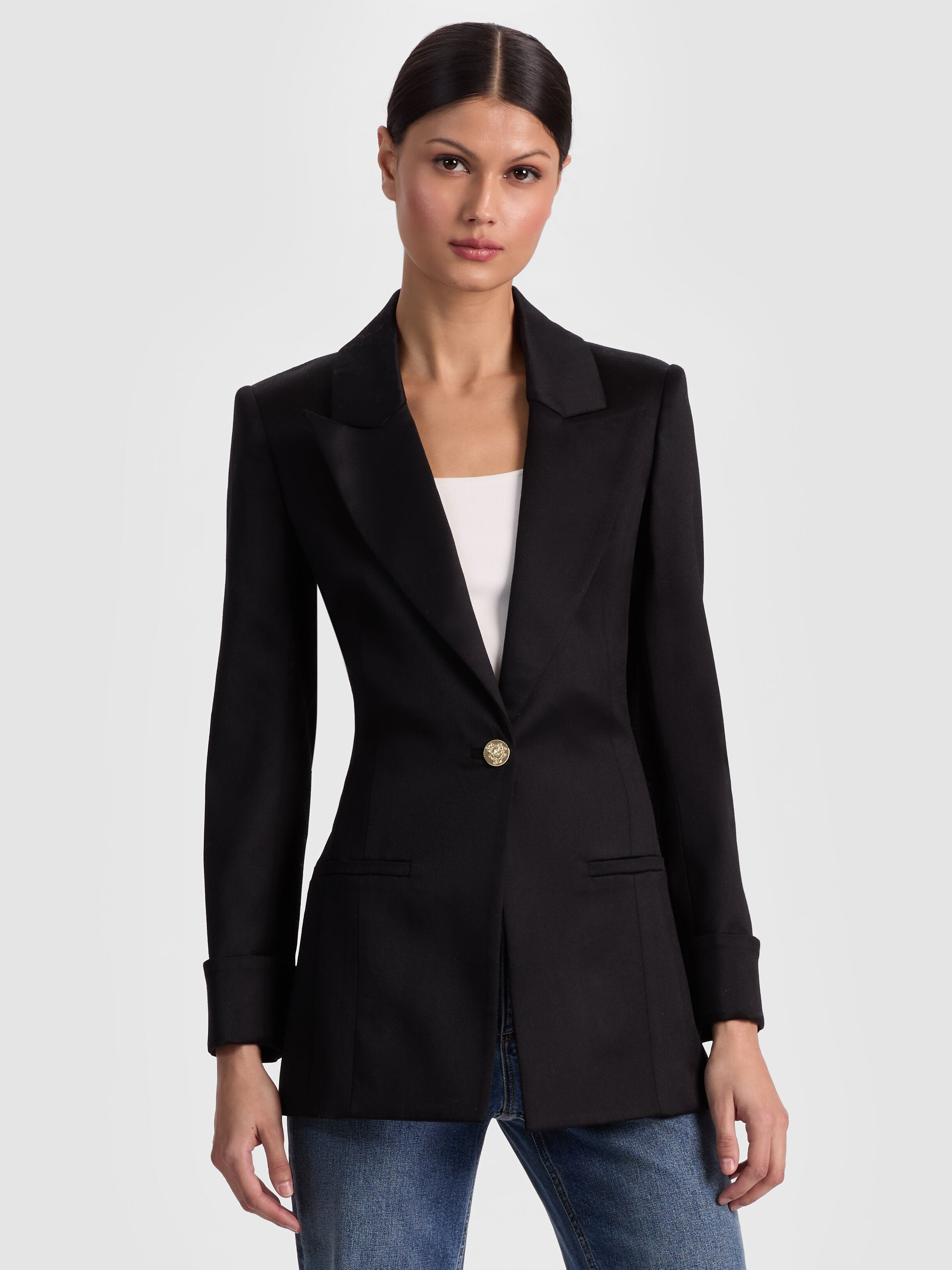 BURNS FITTED BLAZER-Black-ALICE + OLIVIA