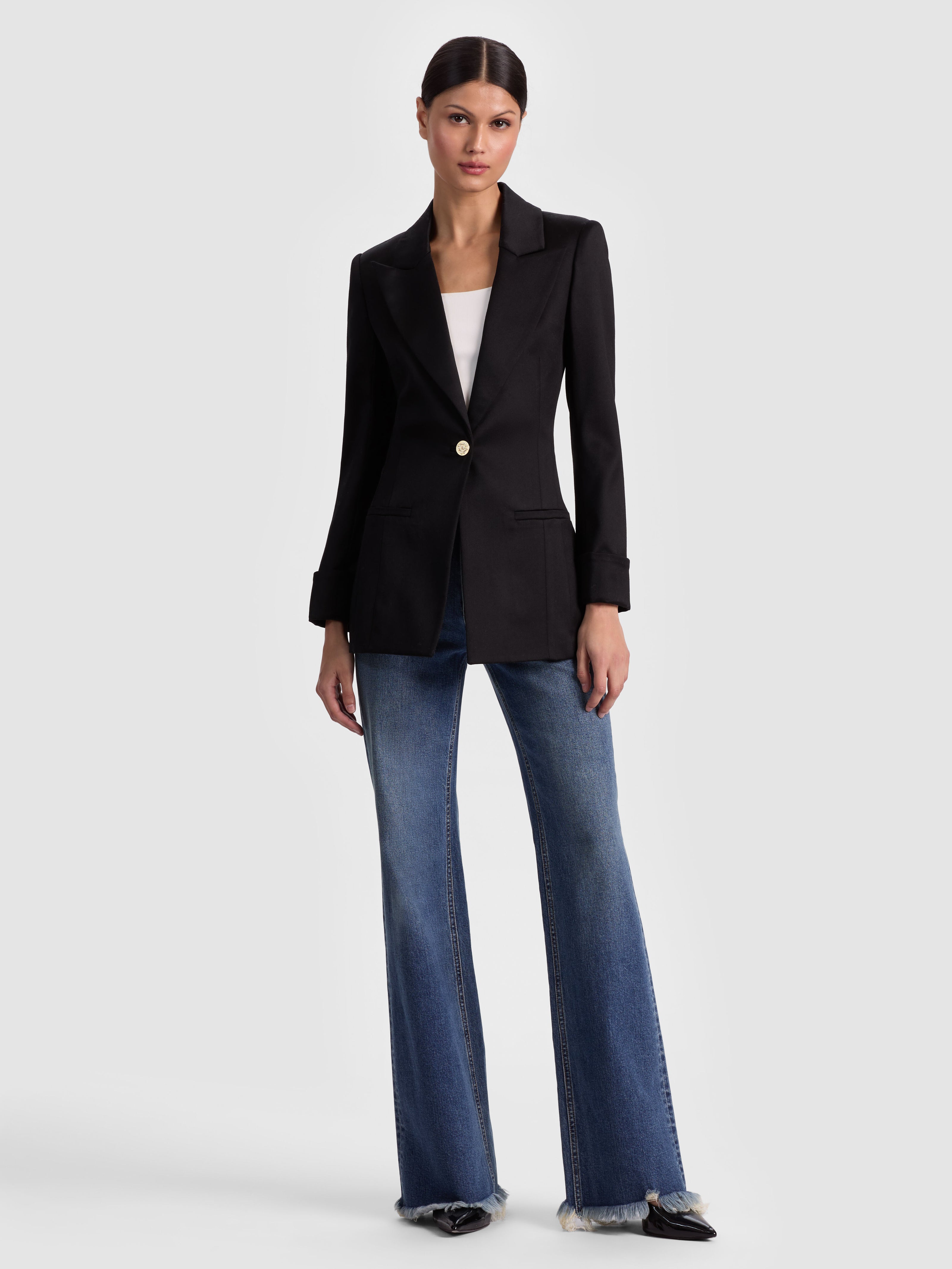 BURNS FITTED BLAZER-Black-ALICE + OLIVIA