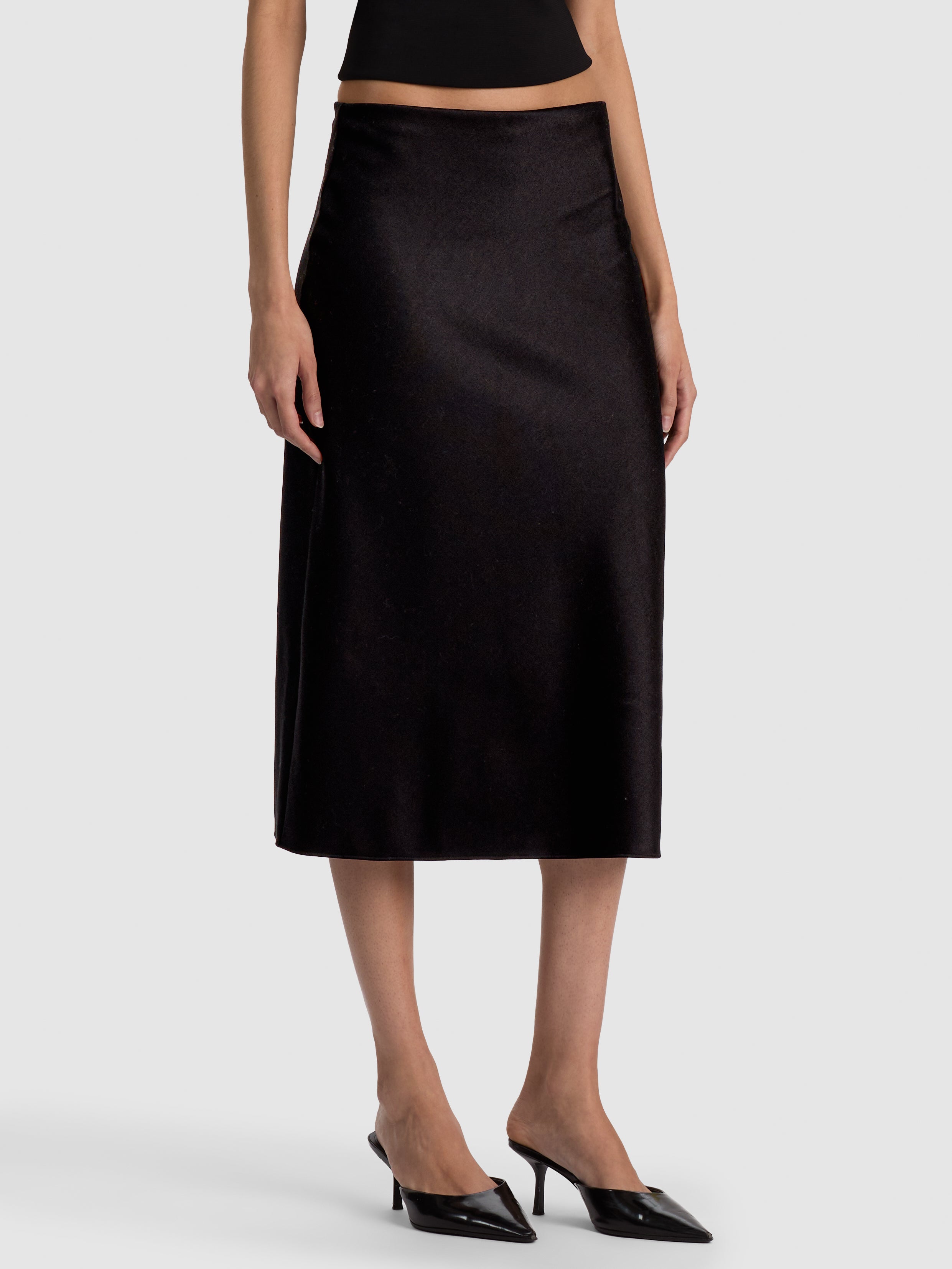 MAEVE WOOL SLIP SKIRT-Black-ALICE + OLIVIA