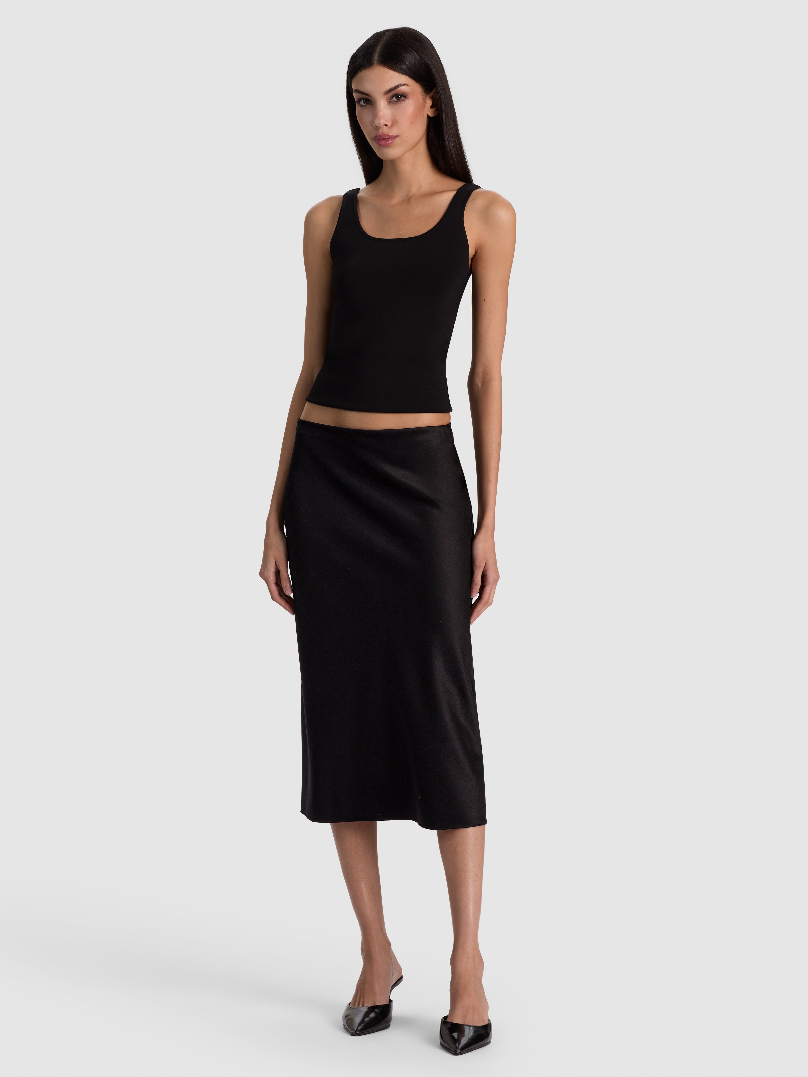 MAEVE WOOL SLIP SKIRT-Black-ALICE + OLIVIA