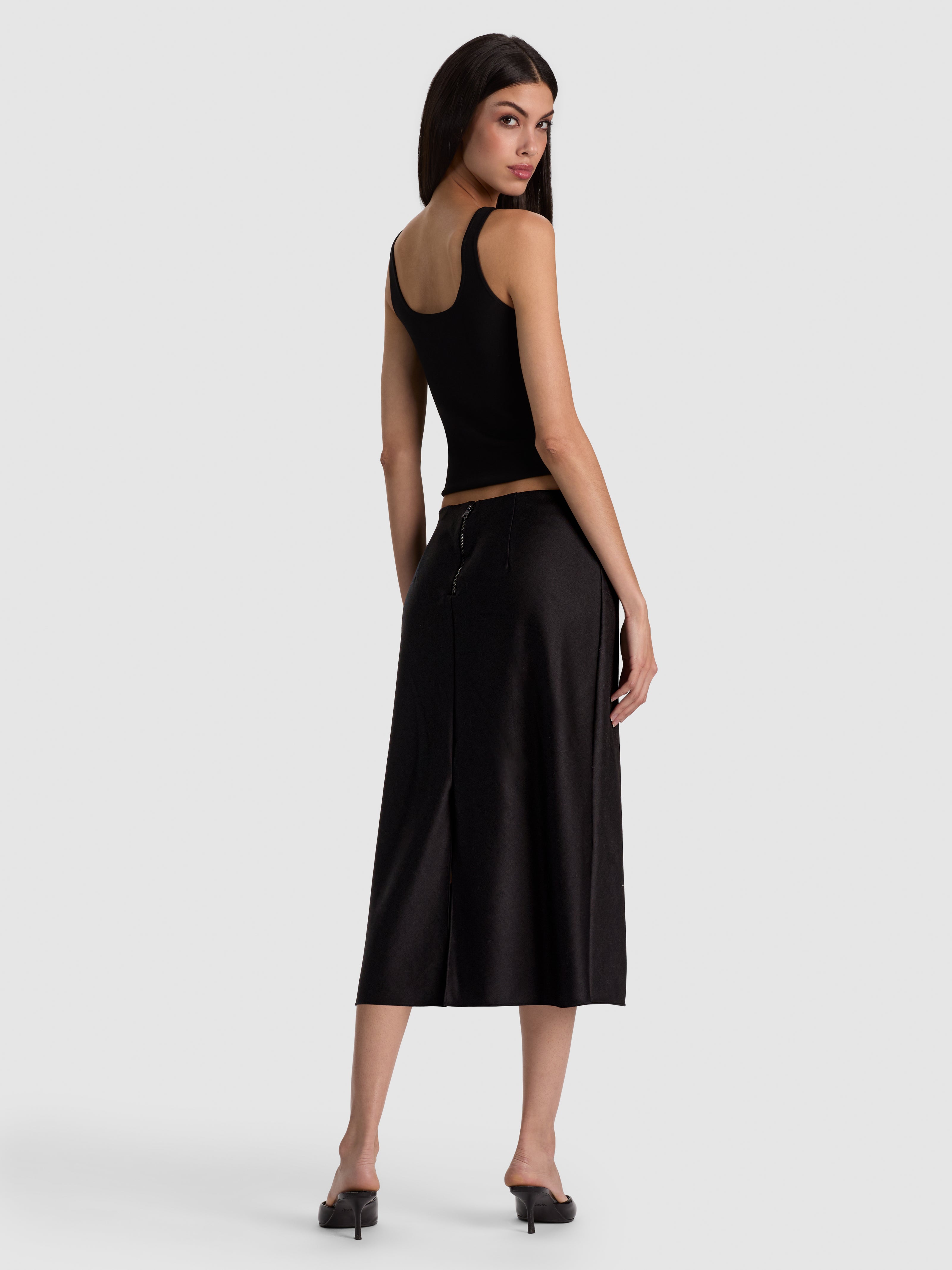 MAEVE WOOL SLIP SKIRT-Black-ALICE + OLIVIA