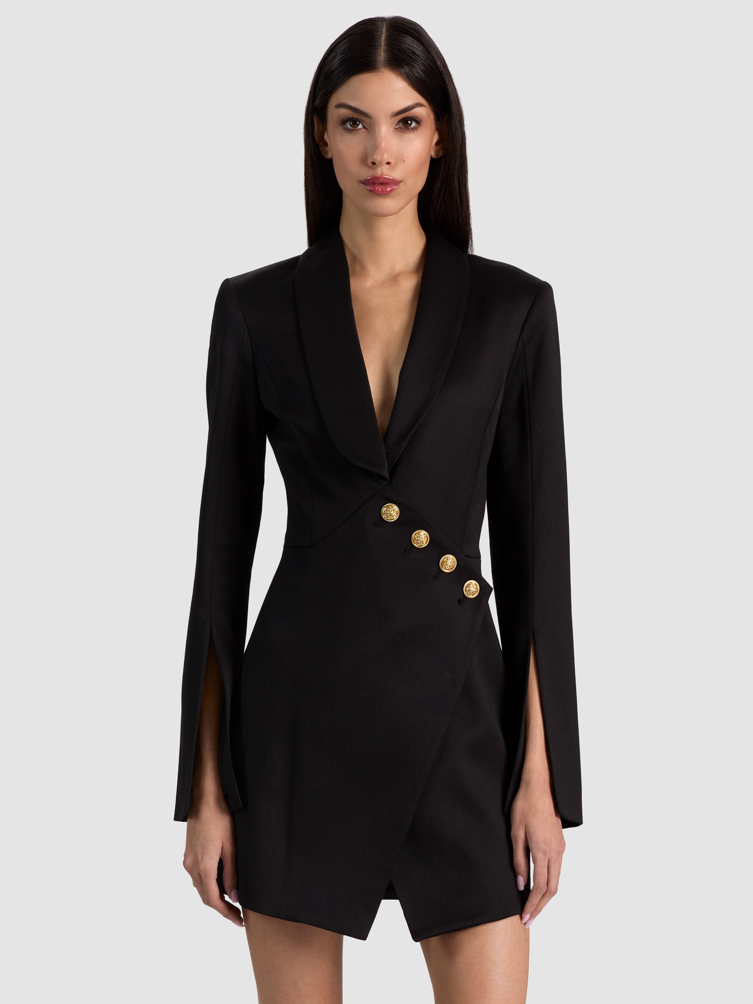 THE SCULPT BLAZER MINI DRESS-Black-ALICE + OLIVIA