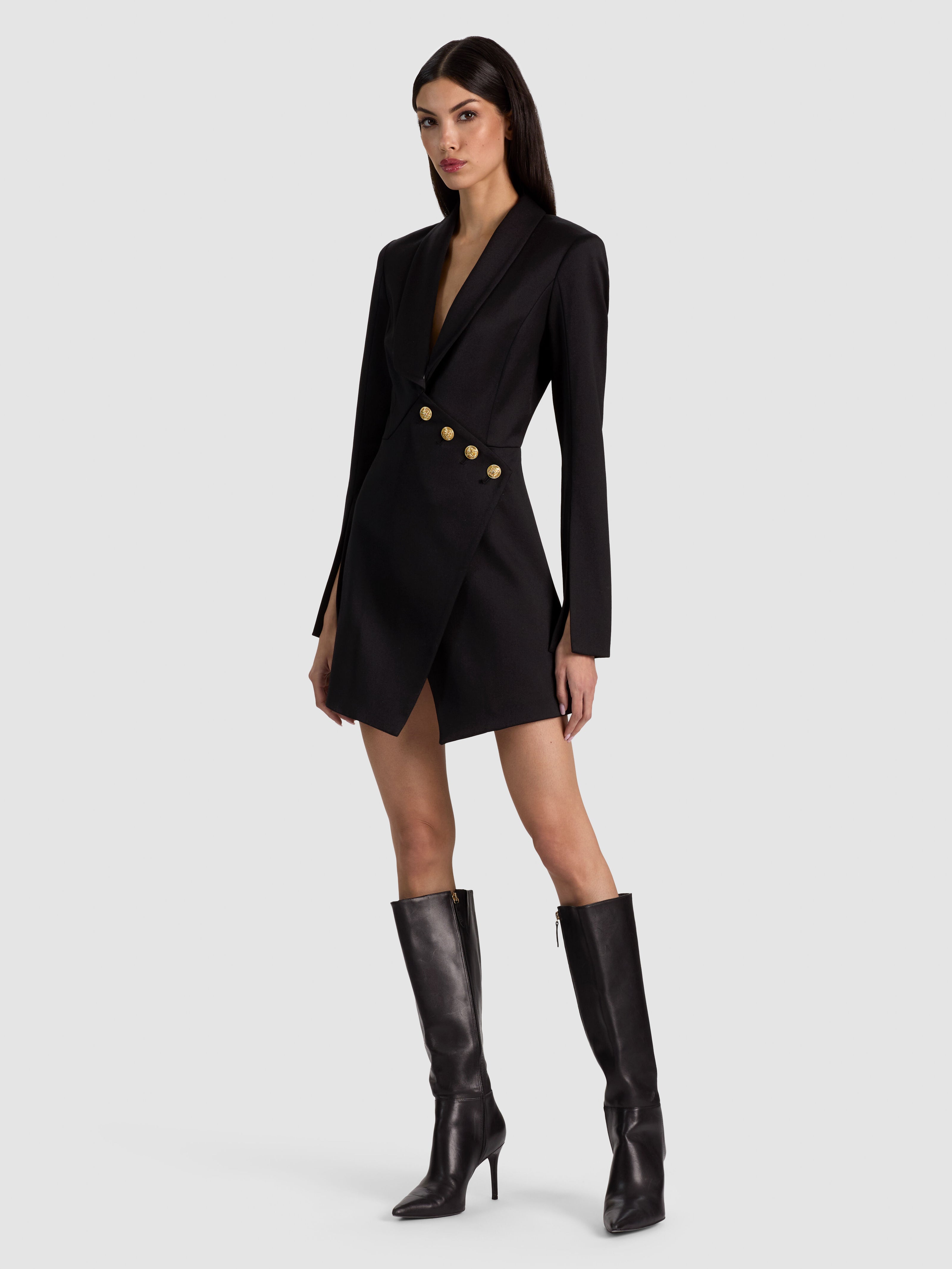 THE SCULPT BLAZER MINI DRESS-Black-ALICE + OLIVIA