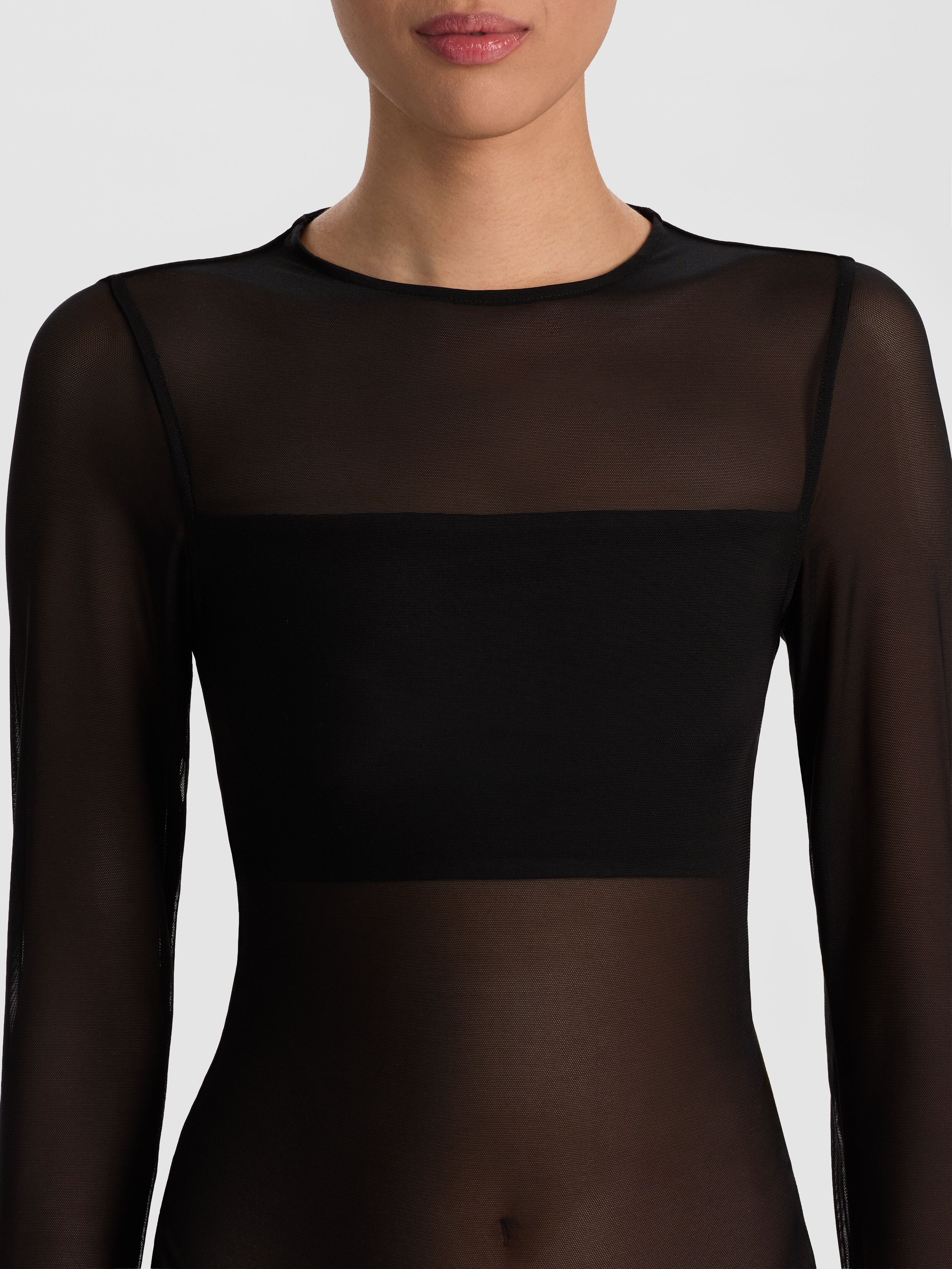 BANDEAU LONG SLEEVE BODYSUIT-Black-ALICE + OLIVIA