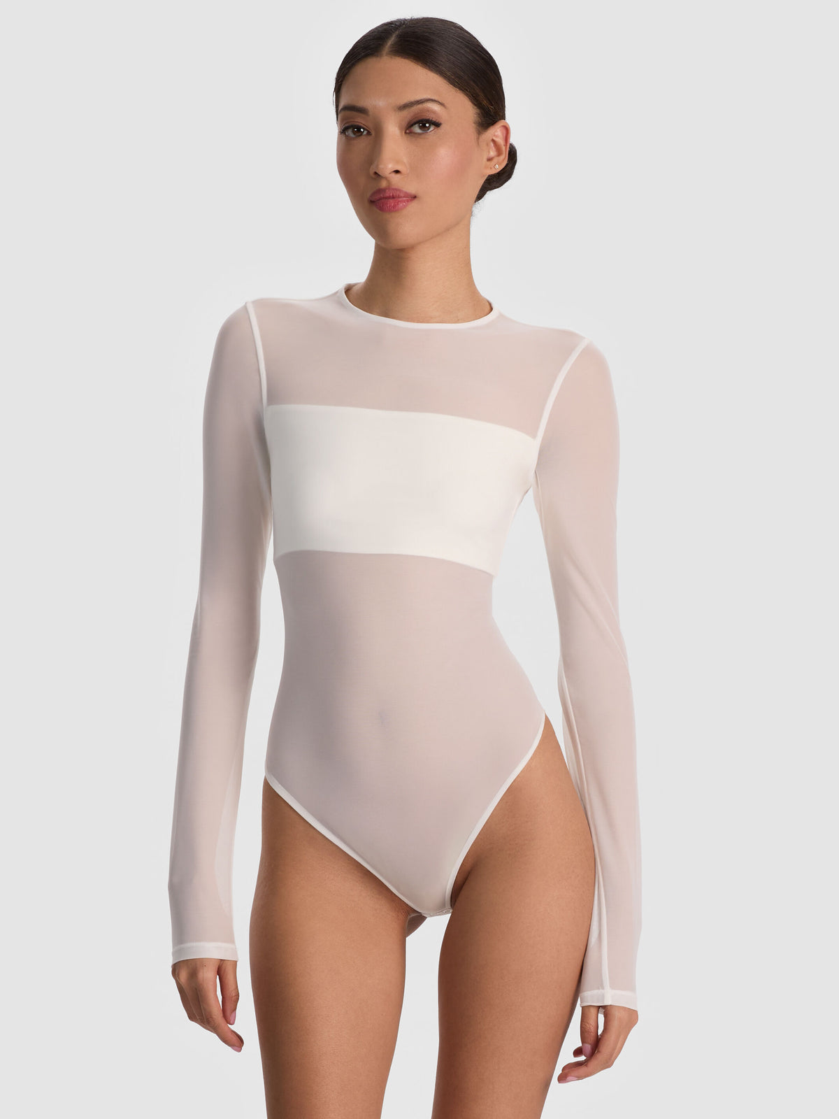 BANDEAU LONG SLEEVE BODYSUIT - OFF WHITE