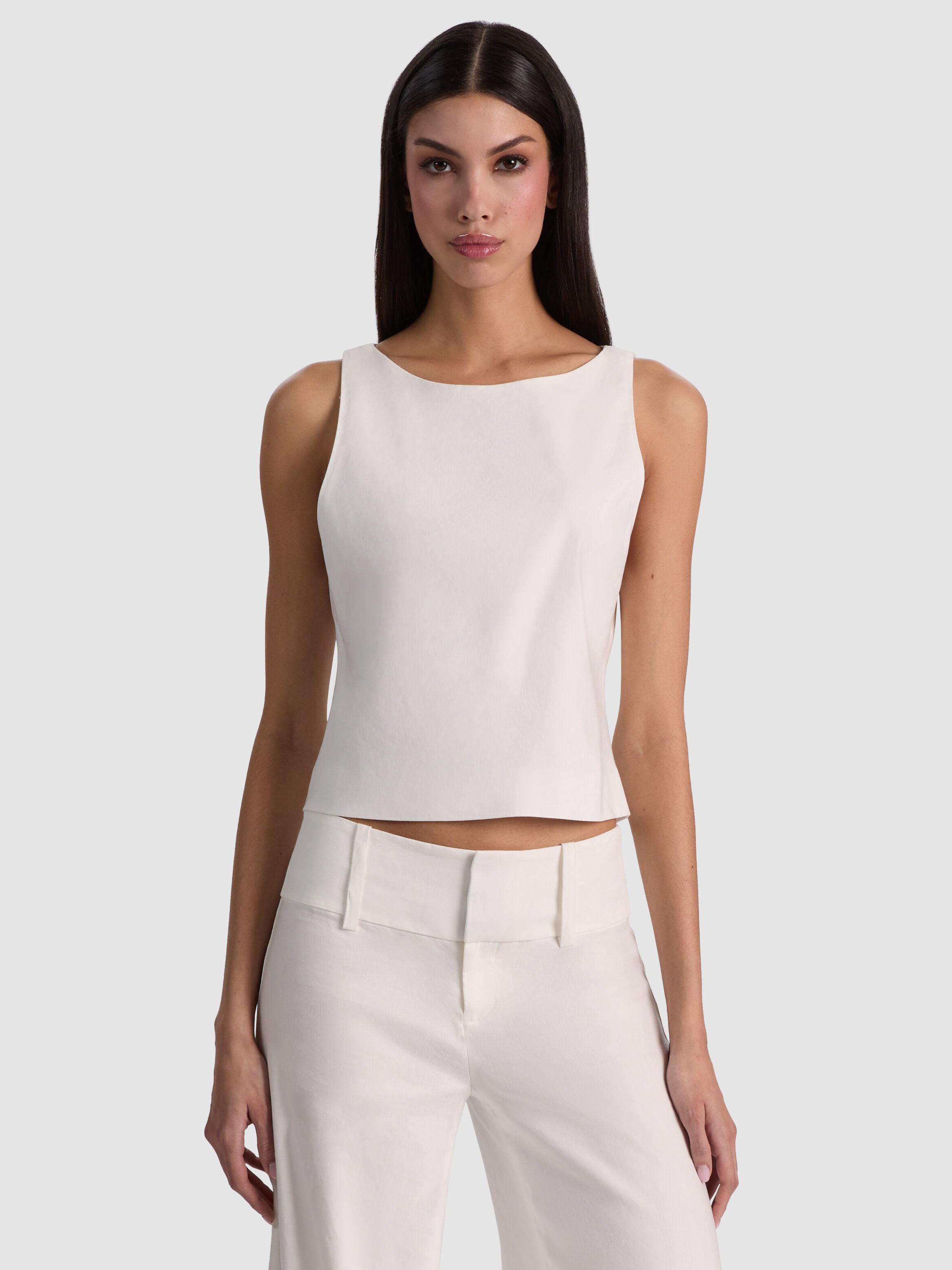 YVETTE BOAT NECK TANK-OFF WHITE-ALICE + OLIVIA