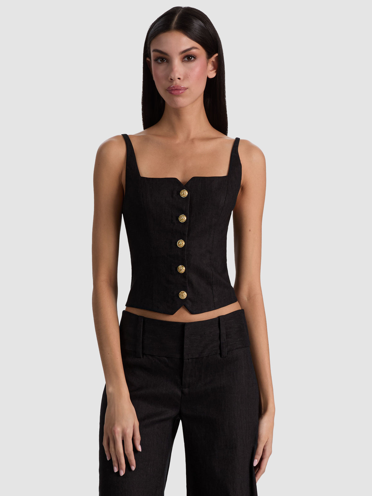 KELCEY BUTTON FRONT TOP - BLACK