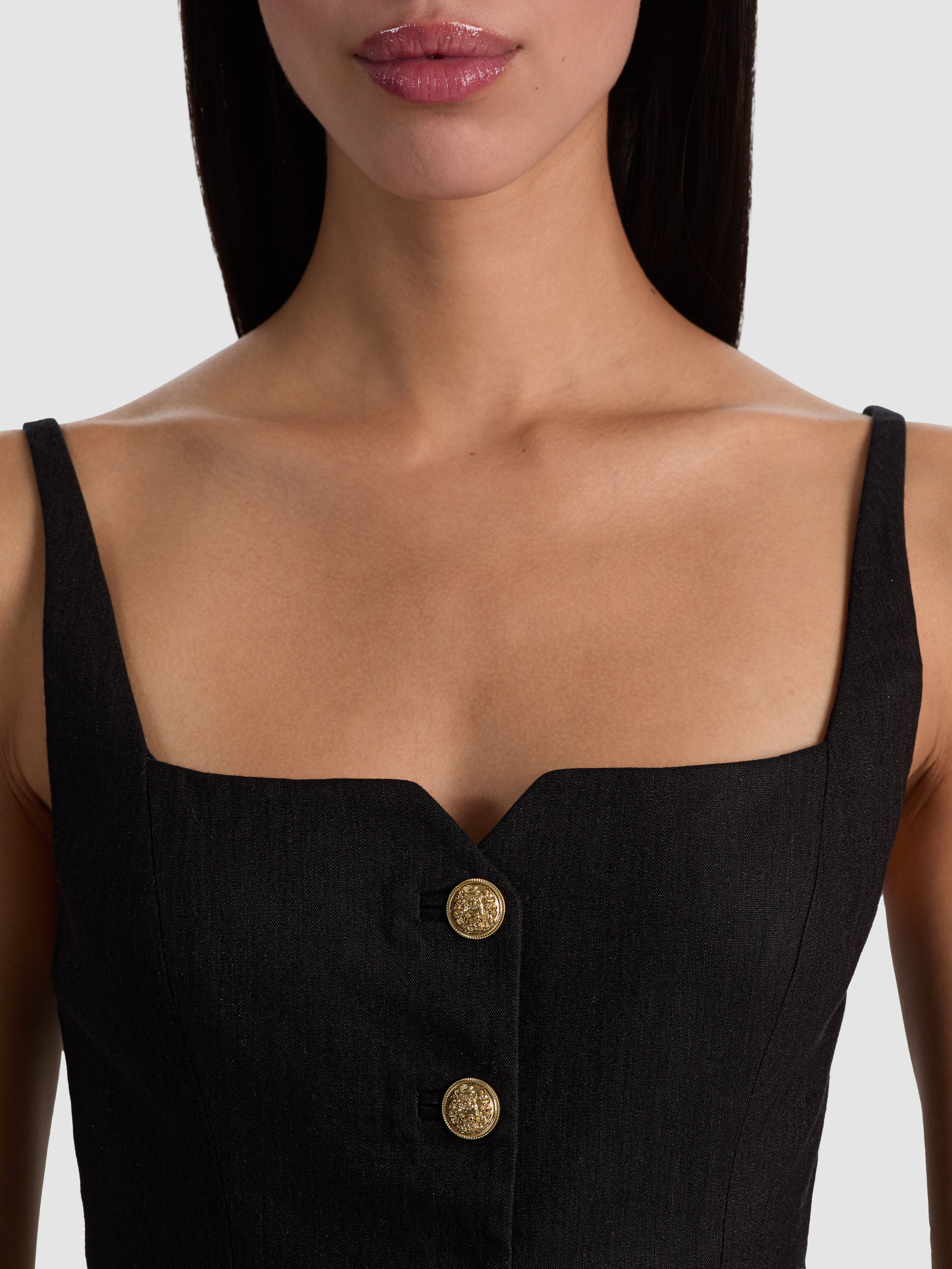 KELCEY BUTTON FRONT TOP-Black-ALICE + OLIVIA