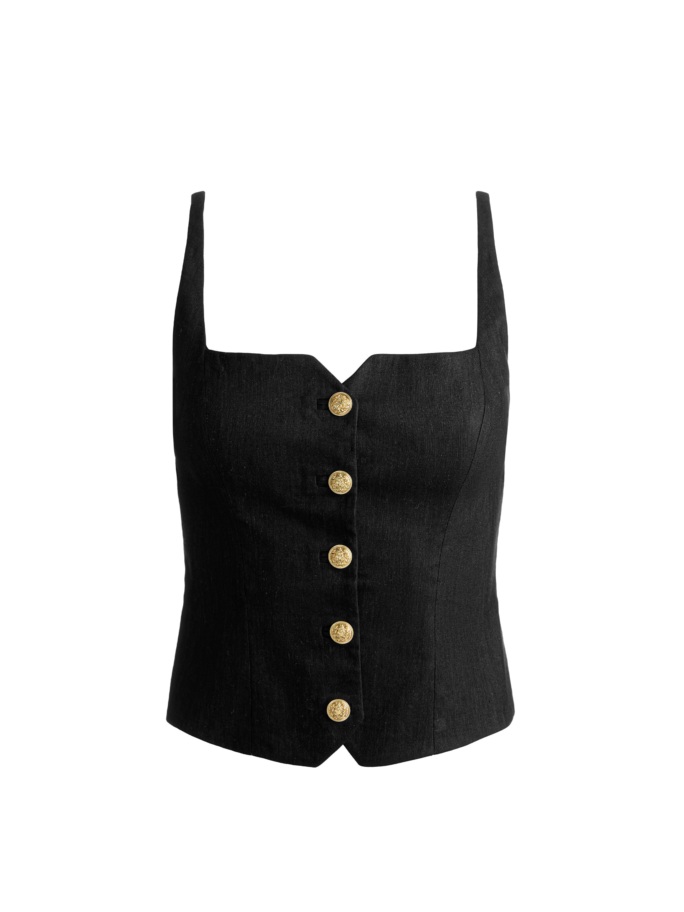 KELCEY BUTTON FRONT TOP-Black-ALICE + OLIVIA