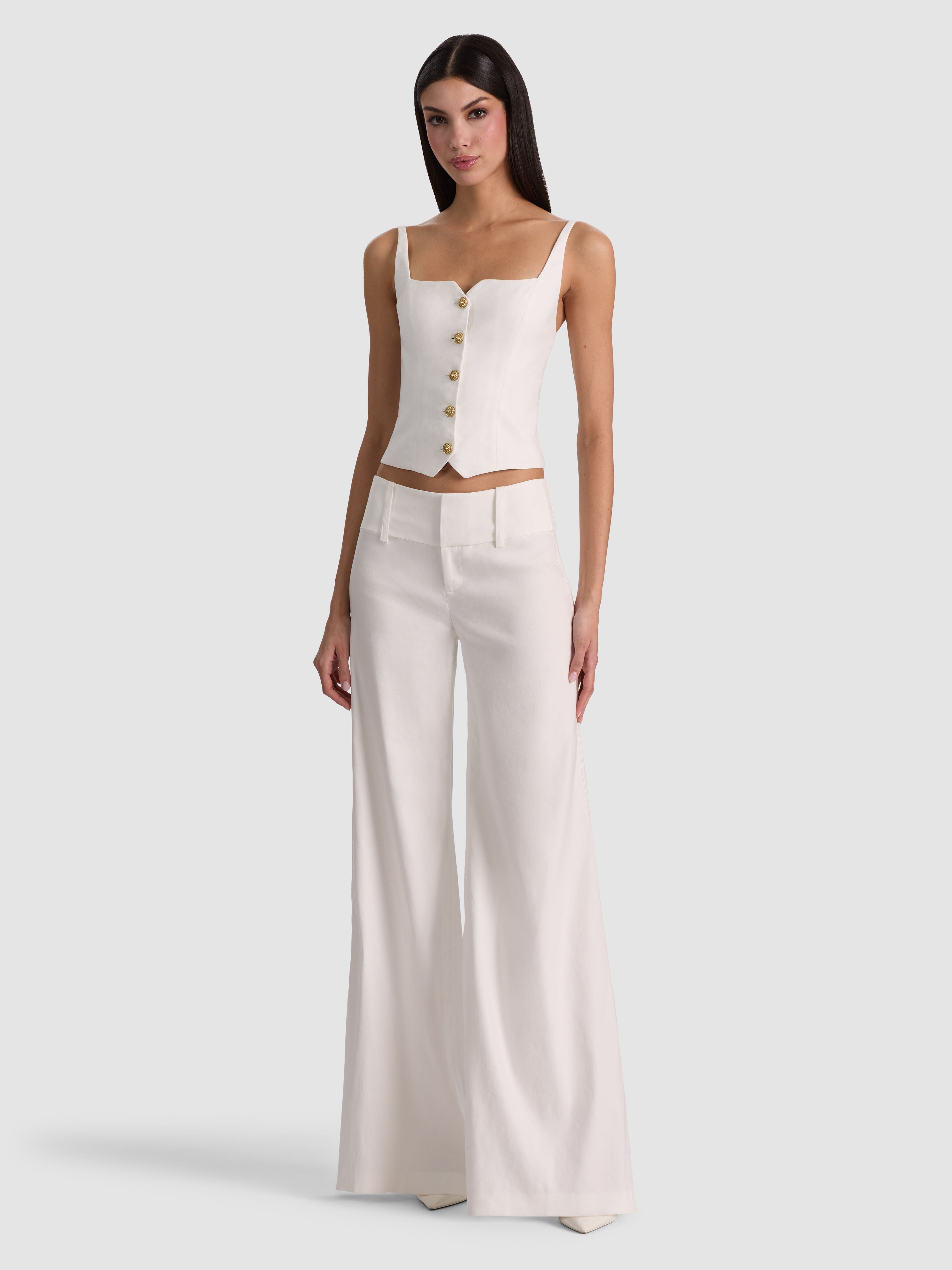 KELCEY BUTTON FRONT TOP-OFF WHITE-ALICE + OLIVIA