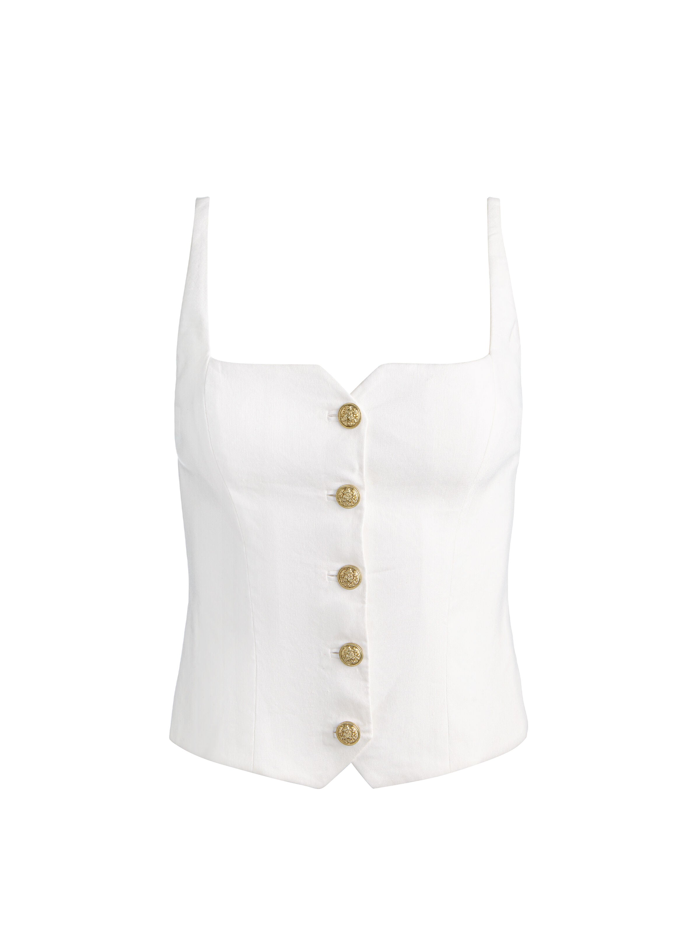 KELCEY BUTTON FRONT TOP in OFF WHITE | ALICE + OLIVIA