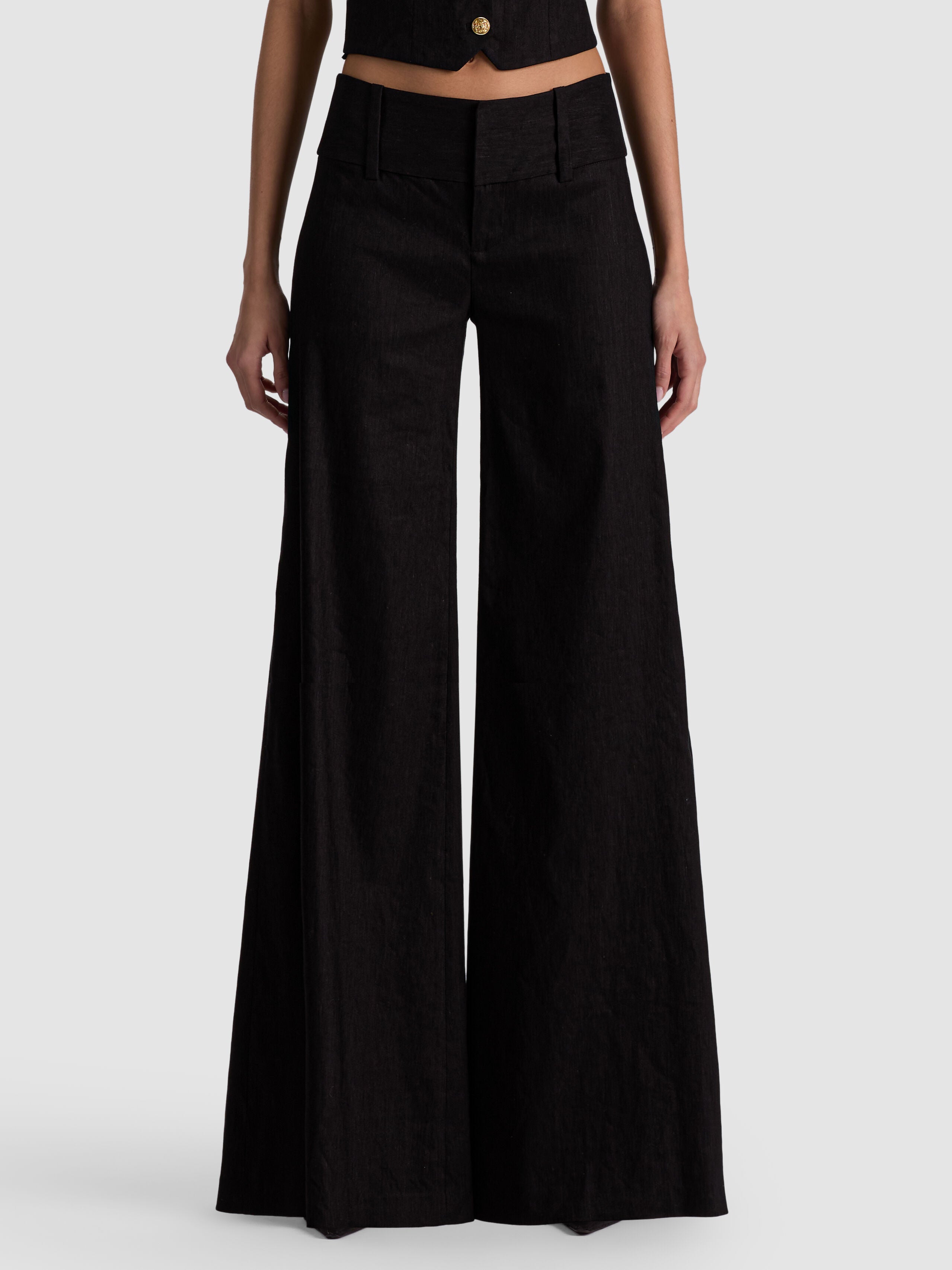 OLIVIA WIDE LEG PANT-Black-ALICE + OLIVIA
