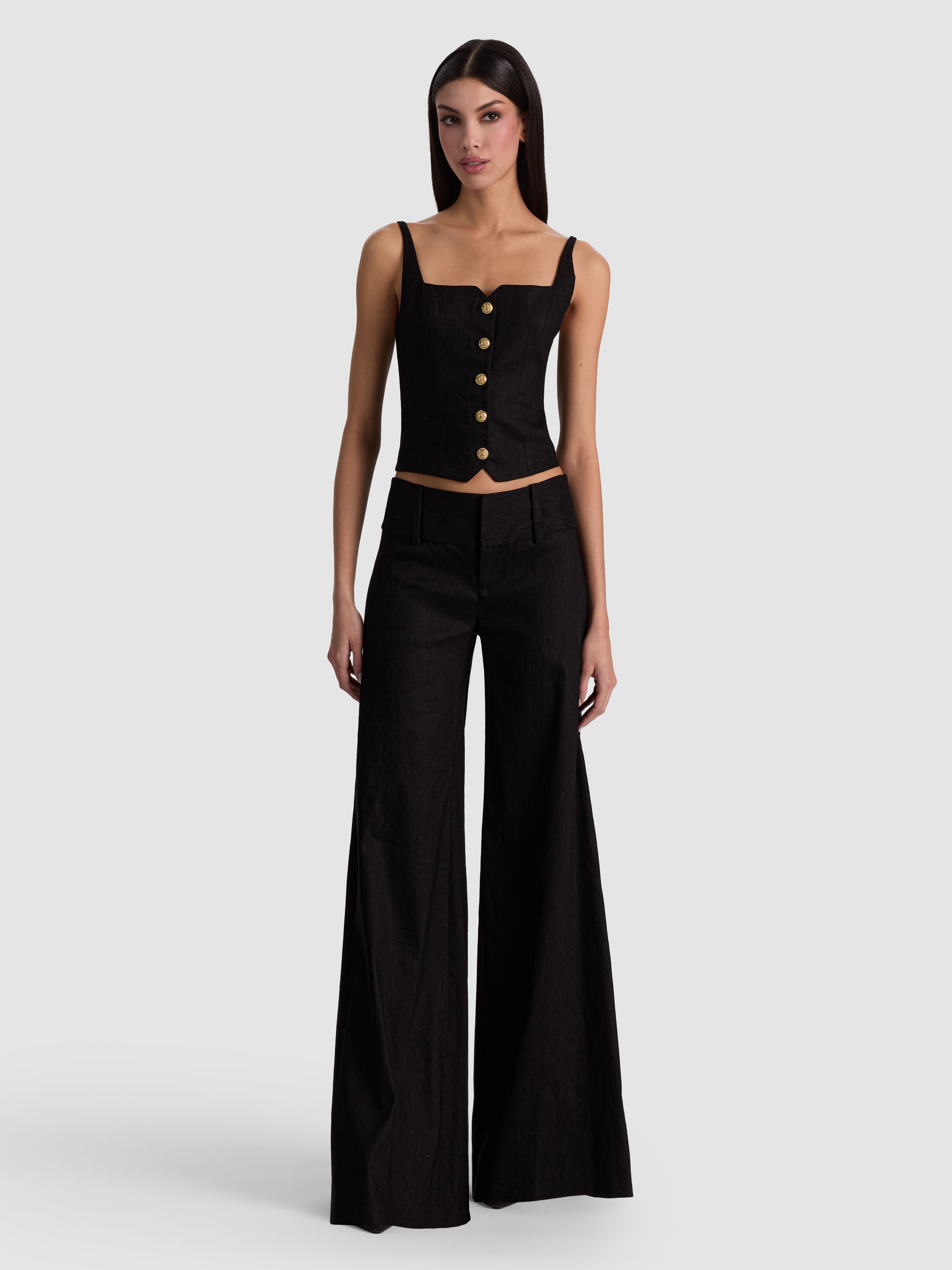 OLIVIA WIDE LEG PANT-Black-ALICE + OLIVIA