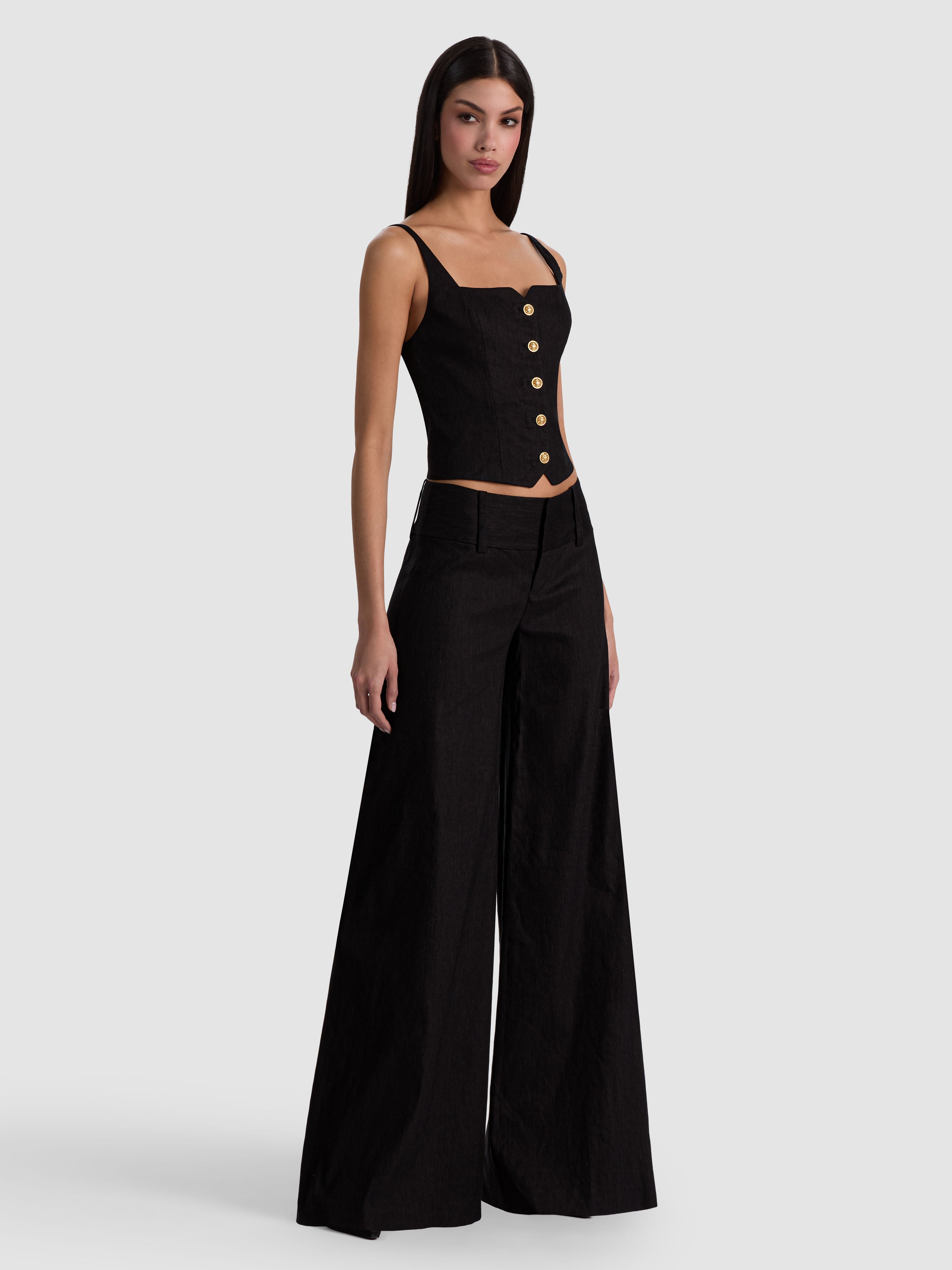 OLIVIA WIDE LEG PANT-Black-ALICE + OLIVIA