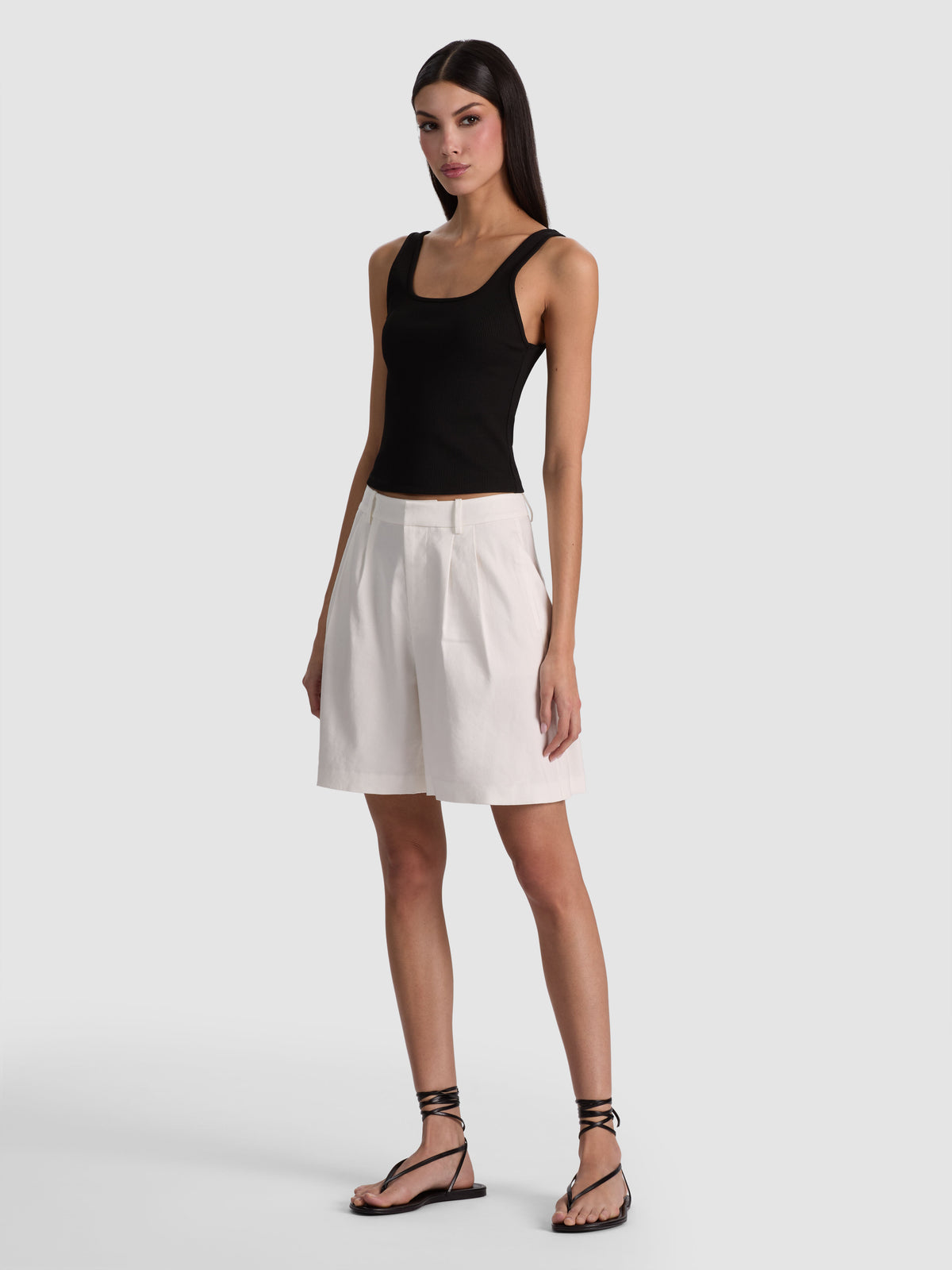 CONRY PLEATED BERMUDA SHORT-OFF WHITE-ALICE + OLIVIA
