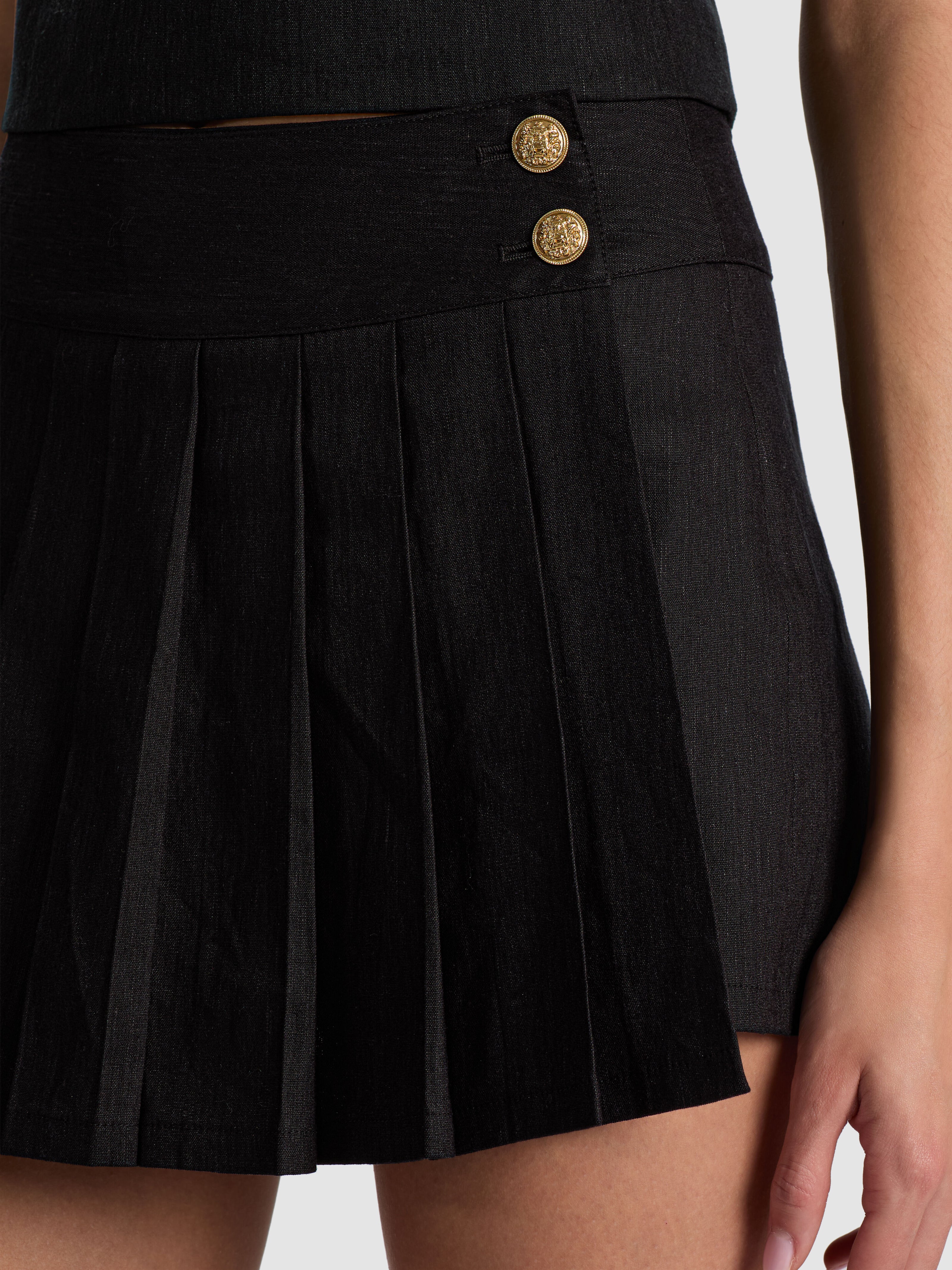 NOAH PLEATED MINI SKORT-Black-ALICE + OLIVIA